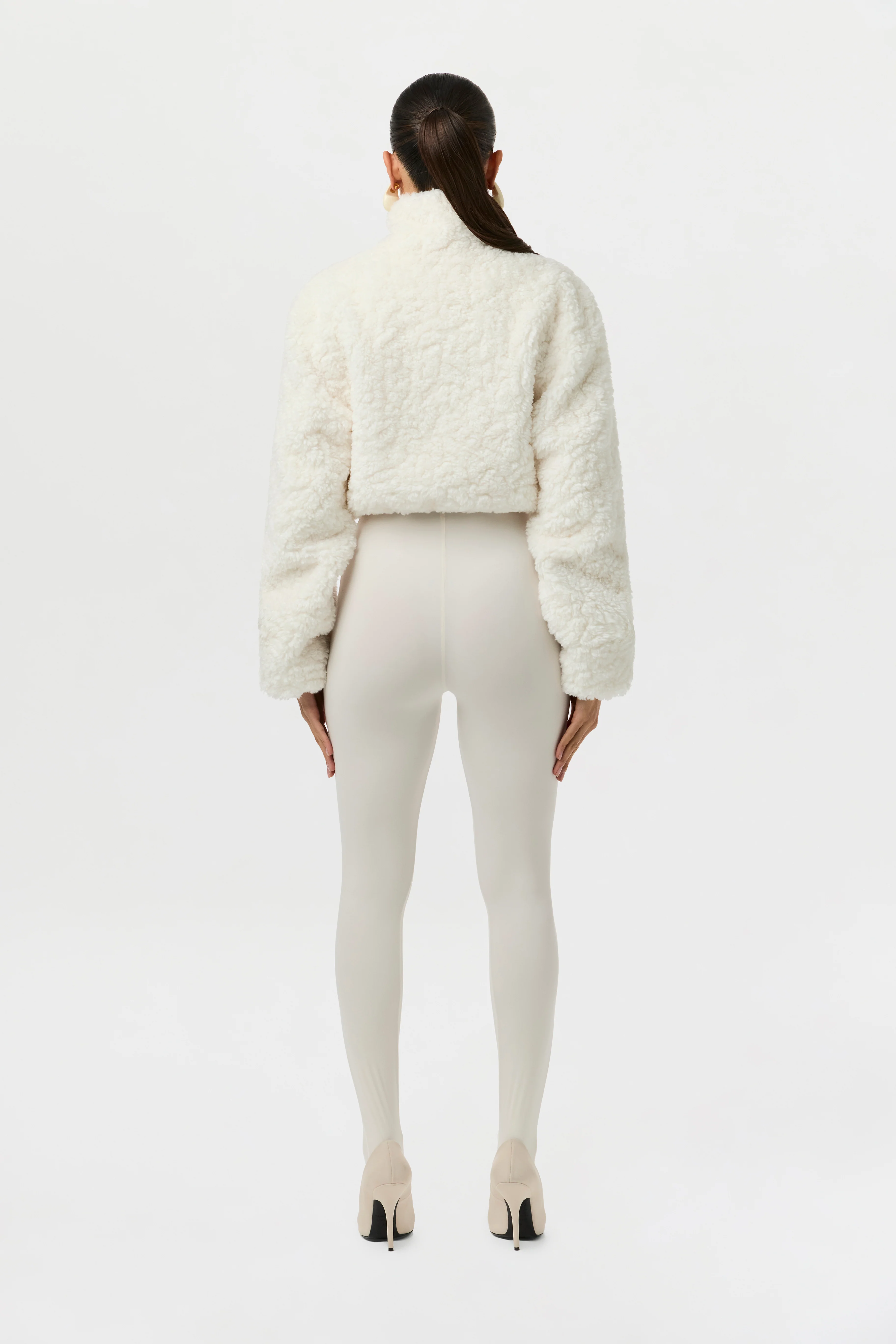 Sherpa Quarter-Zip Cropped Sweater - Image 5