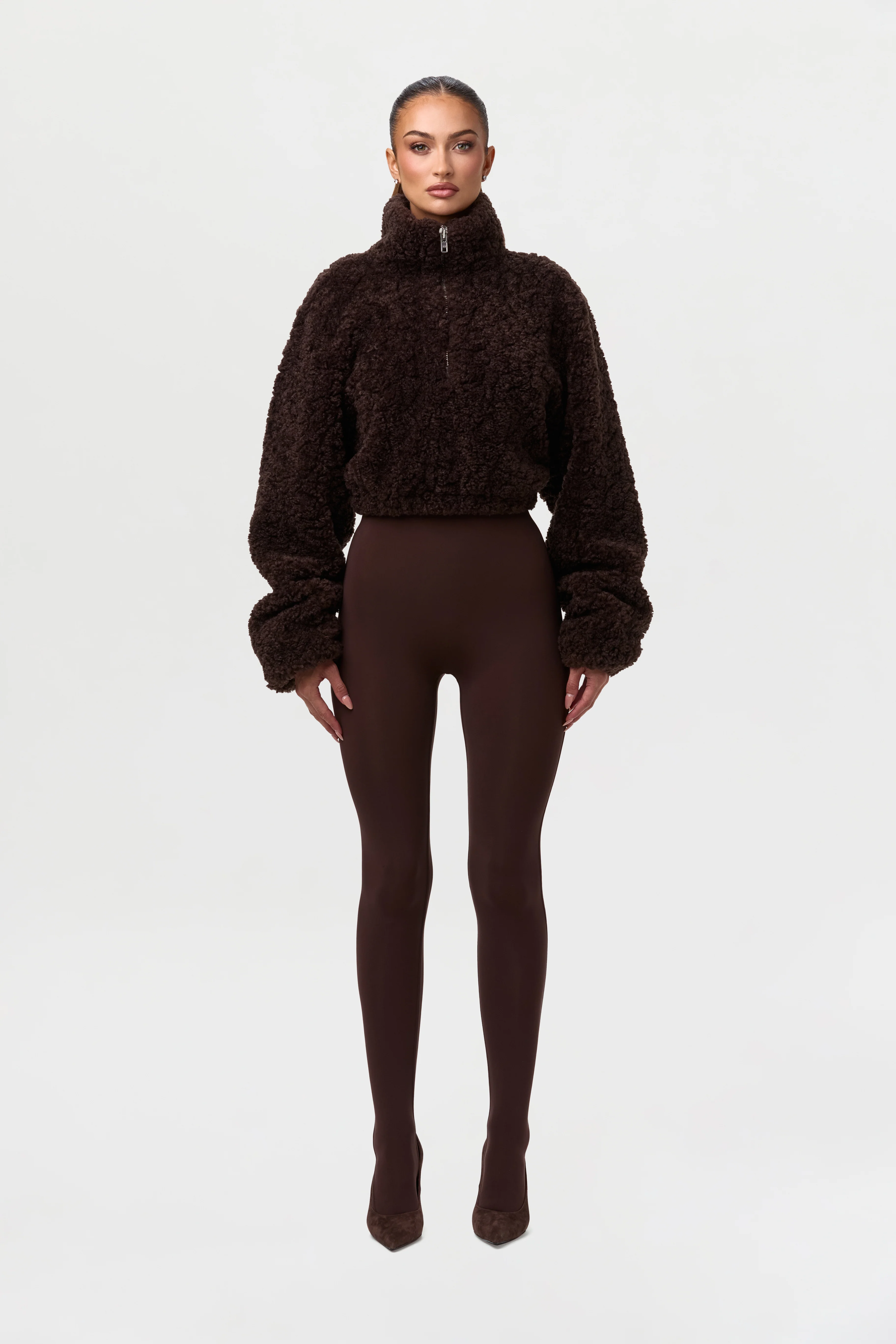 Sherpa Quarter-Zip Cropped Sweater - Image 7