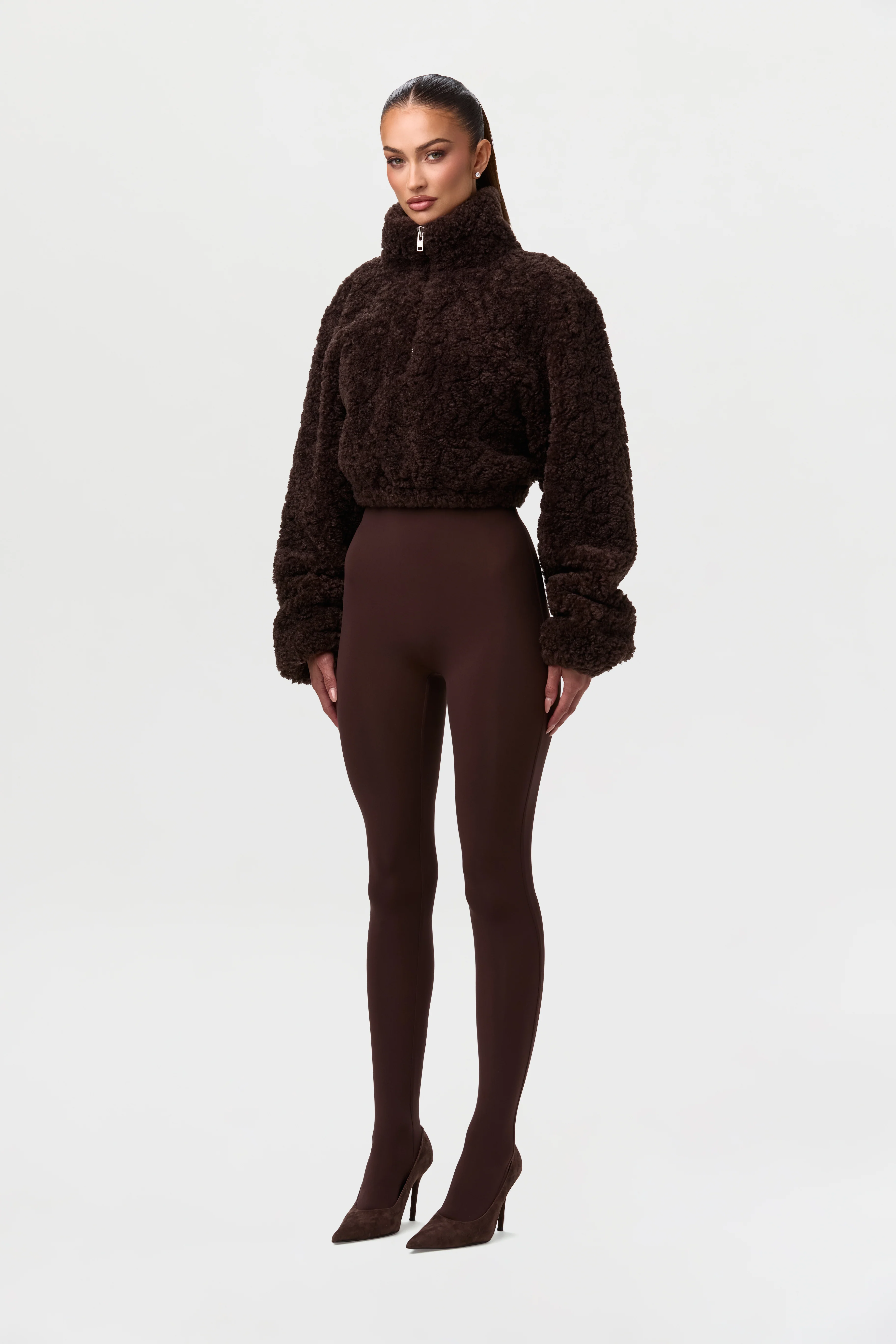 Sherpa Quarter-Zip Cropped Sweater - Image 8