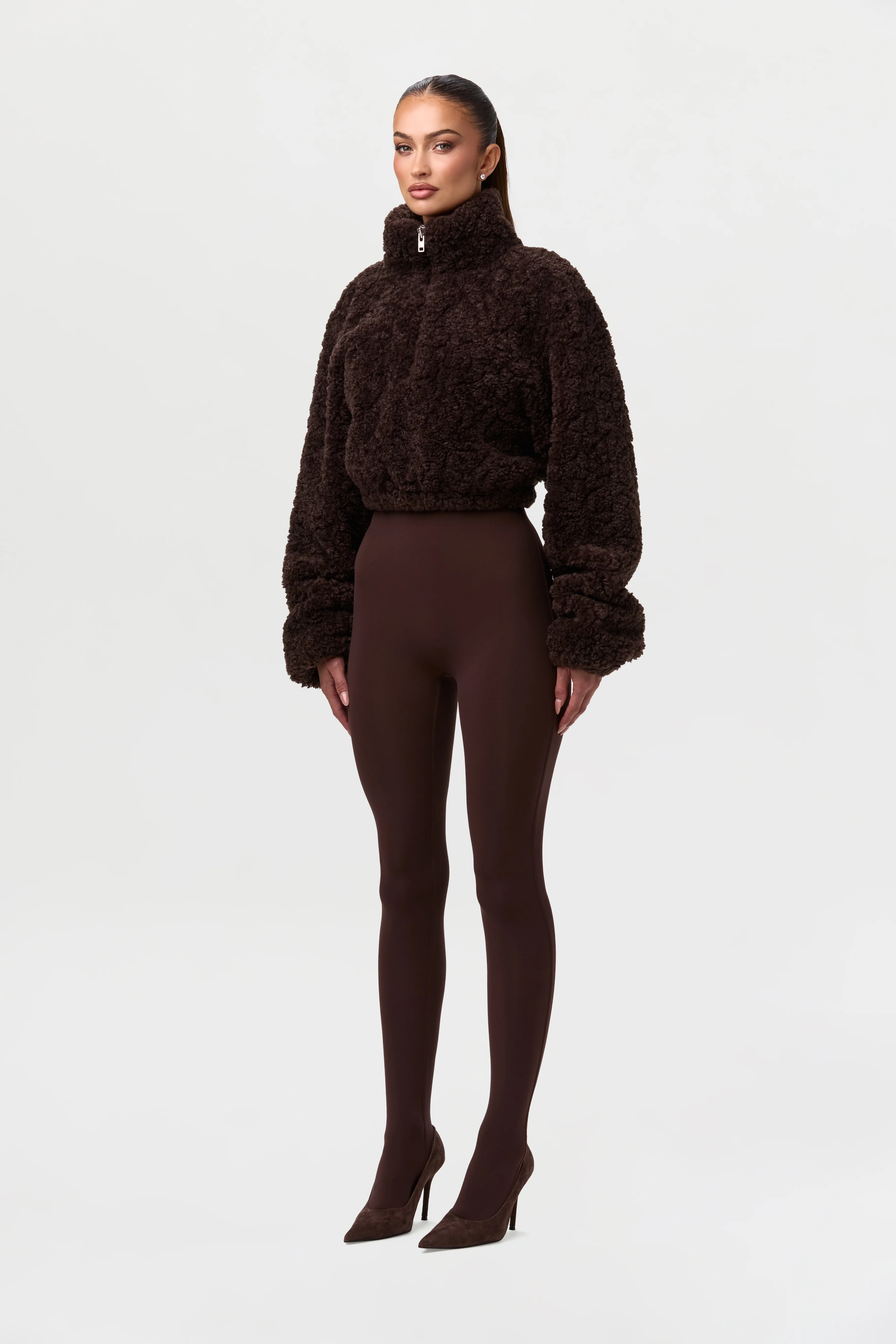 Sherpa Quarter-Zip Cropped Sweater - Image 9