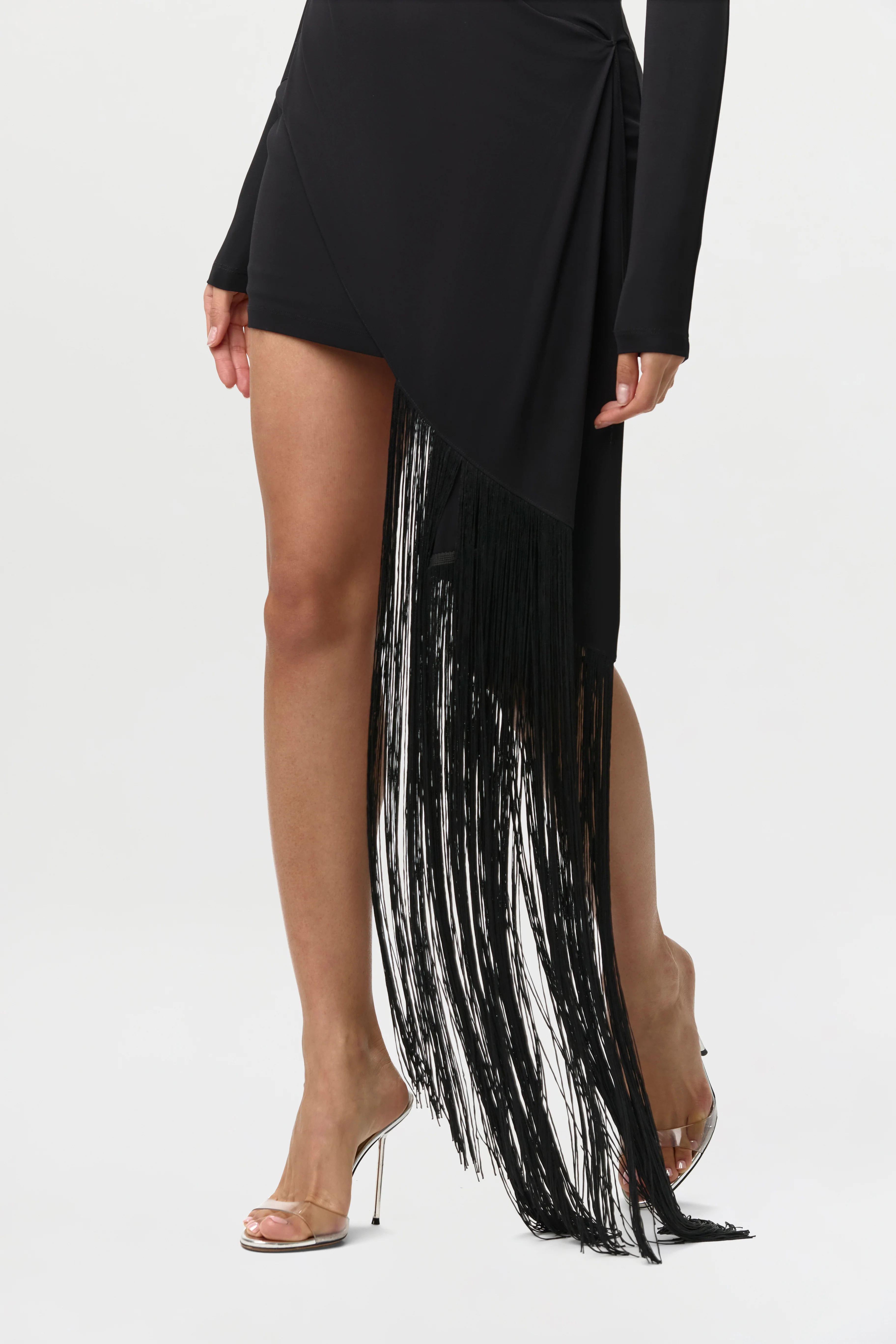 Draped Fringe Mini Dress - Image 4