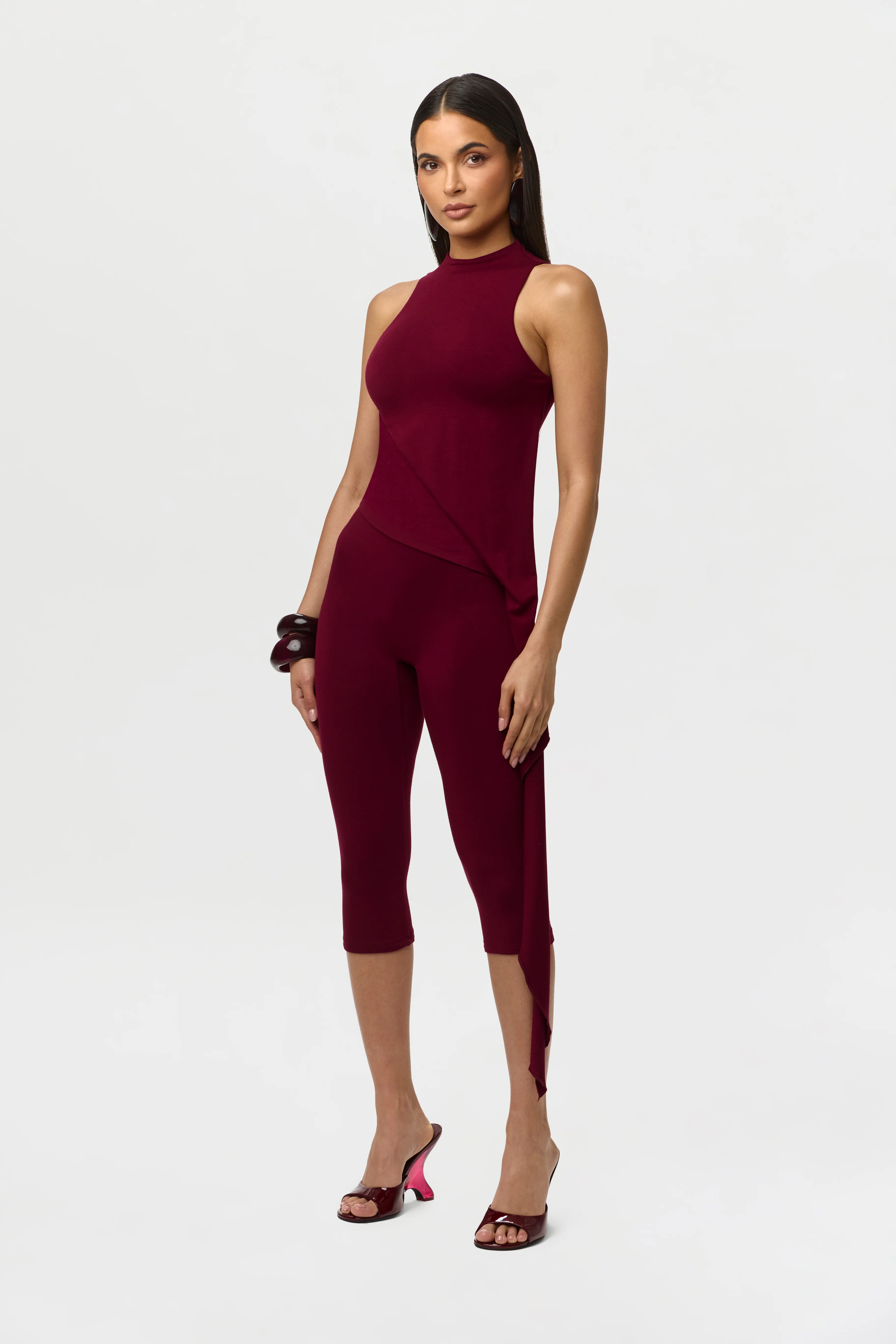 Smooth Sleeveless Drape Top - Image 3