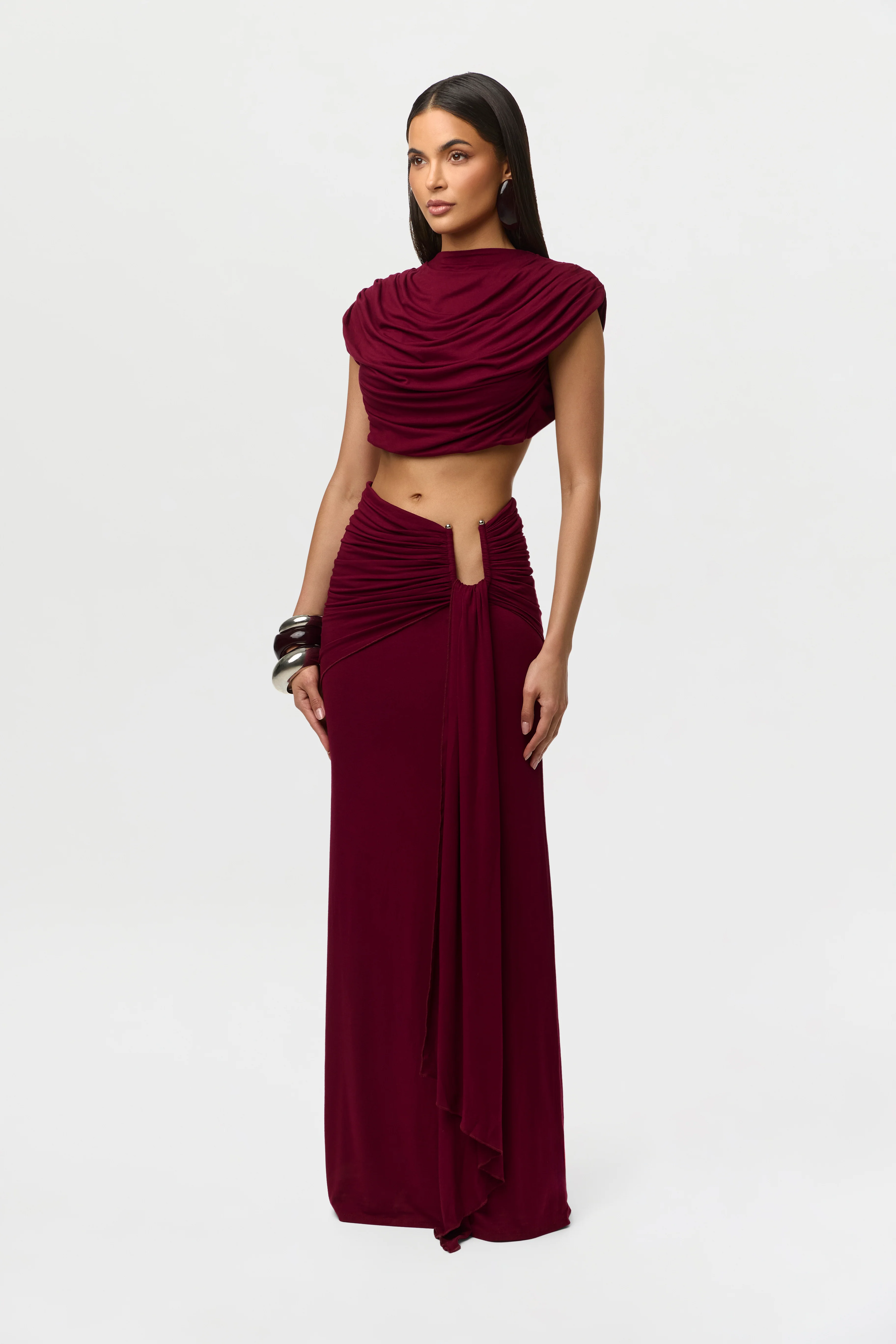 Smooth Draped Wired Maxi Skirt - Image 4