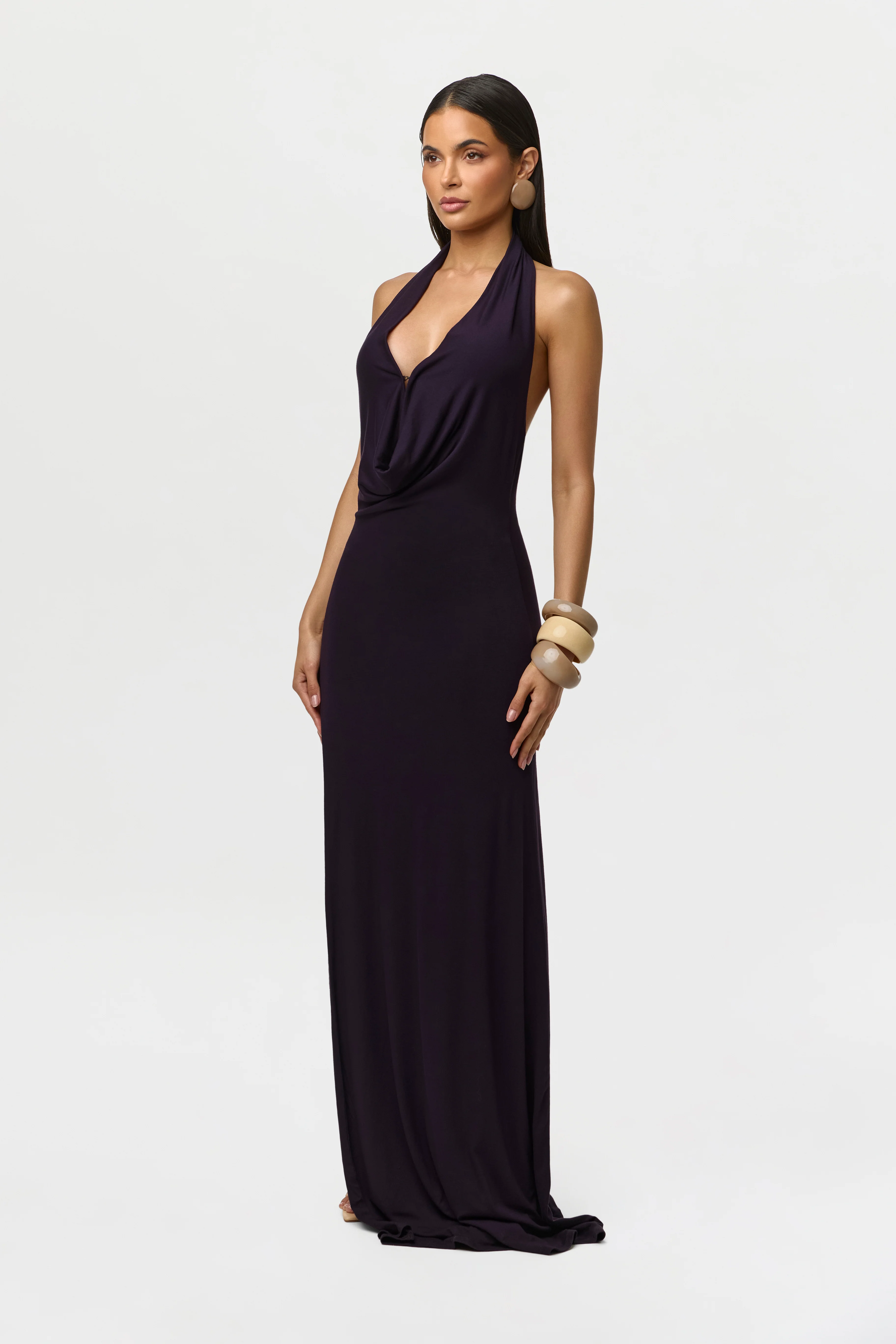 Smooth Plunge Halter Maxi Dress - Image 5