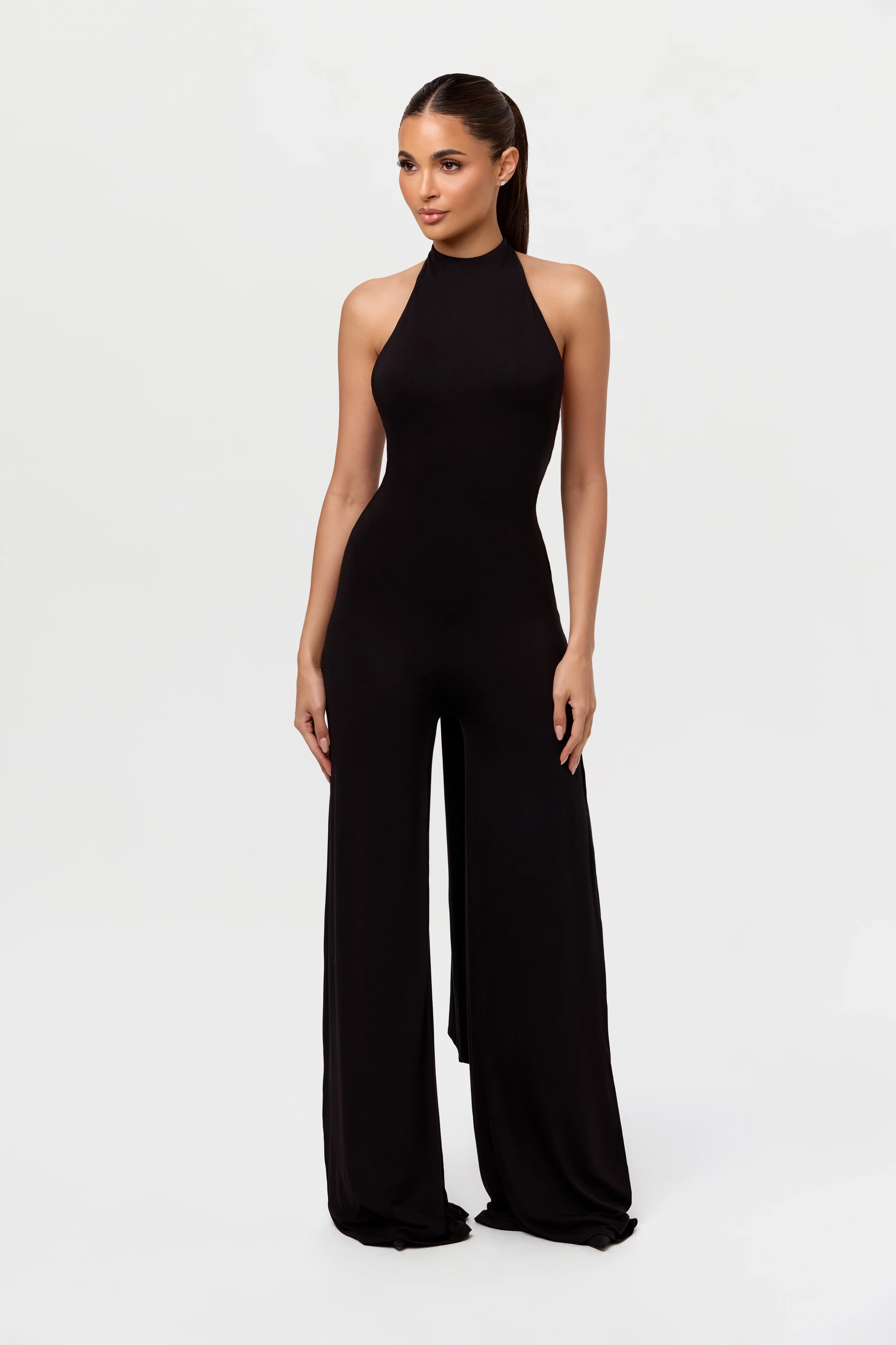Smooth Halter Wide-Leg Jumpsuit - Image 3