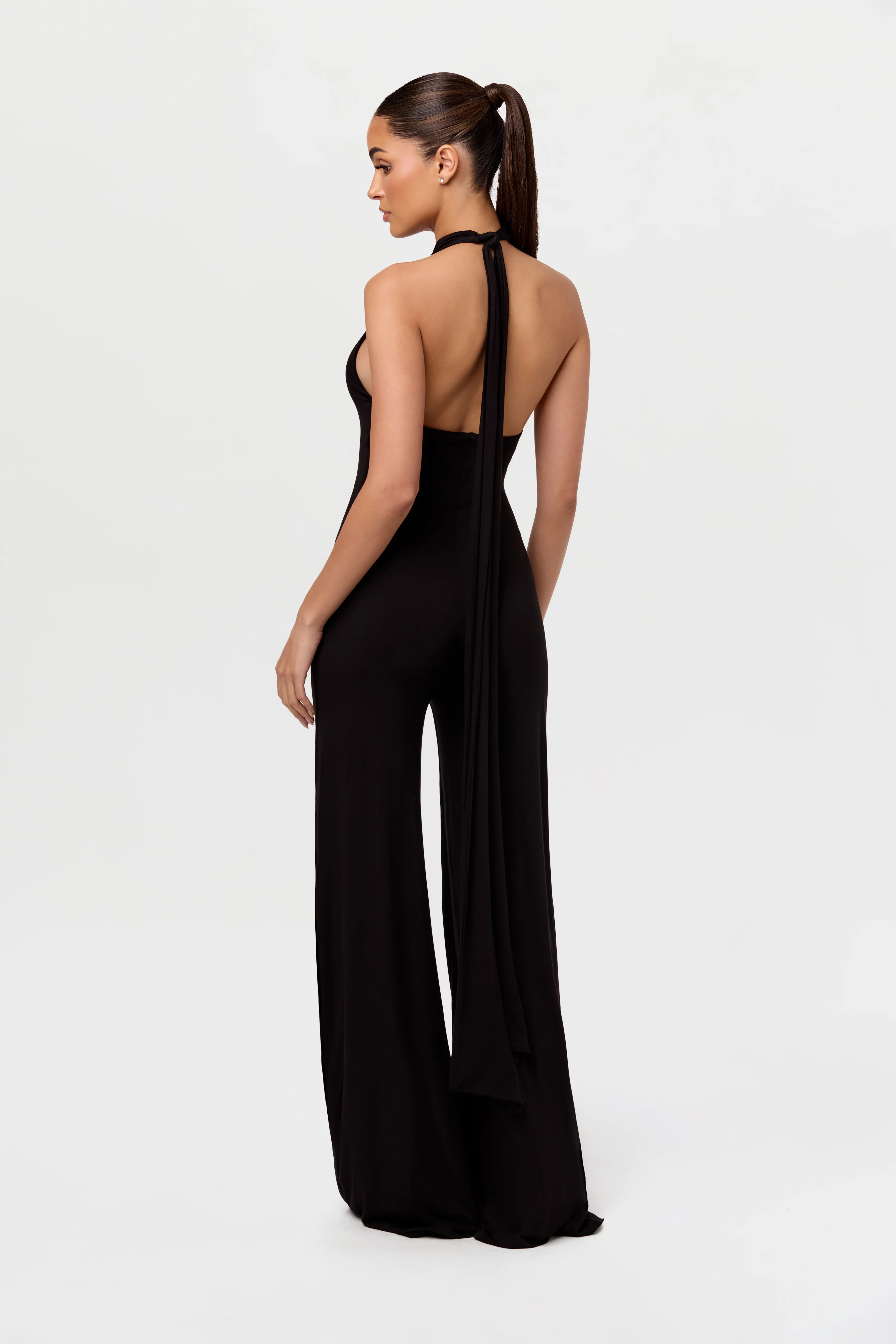 Smooth Halter Wide-Leg Jumpsuit - Image 4