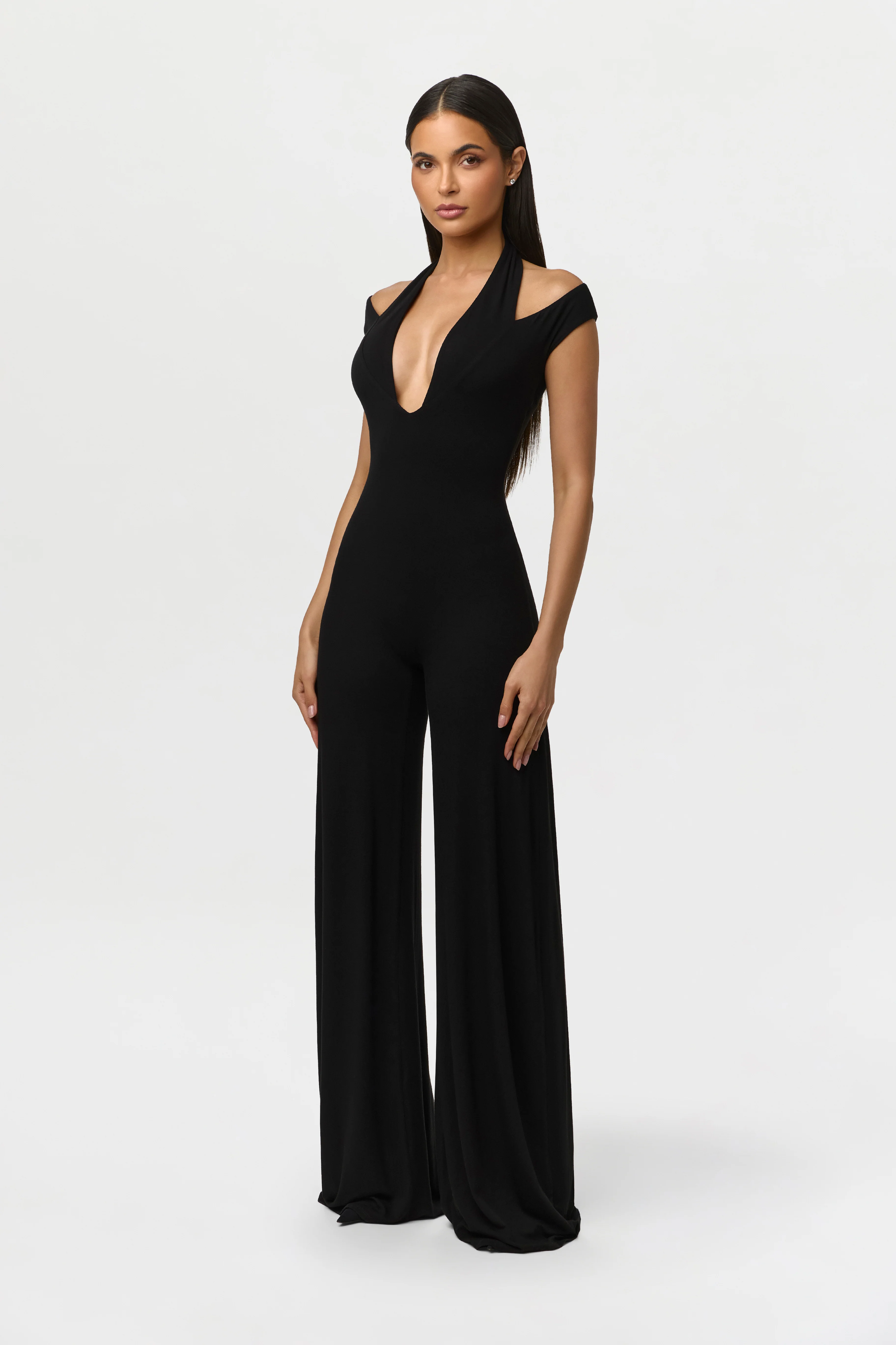 Smooth Off-Shoulder Halter Jumpsuit - Image 2