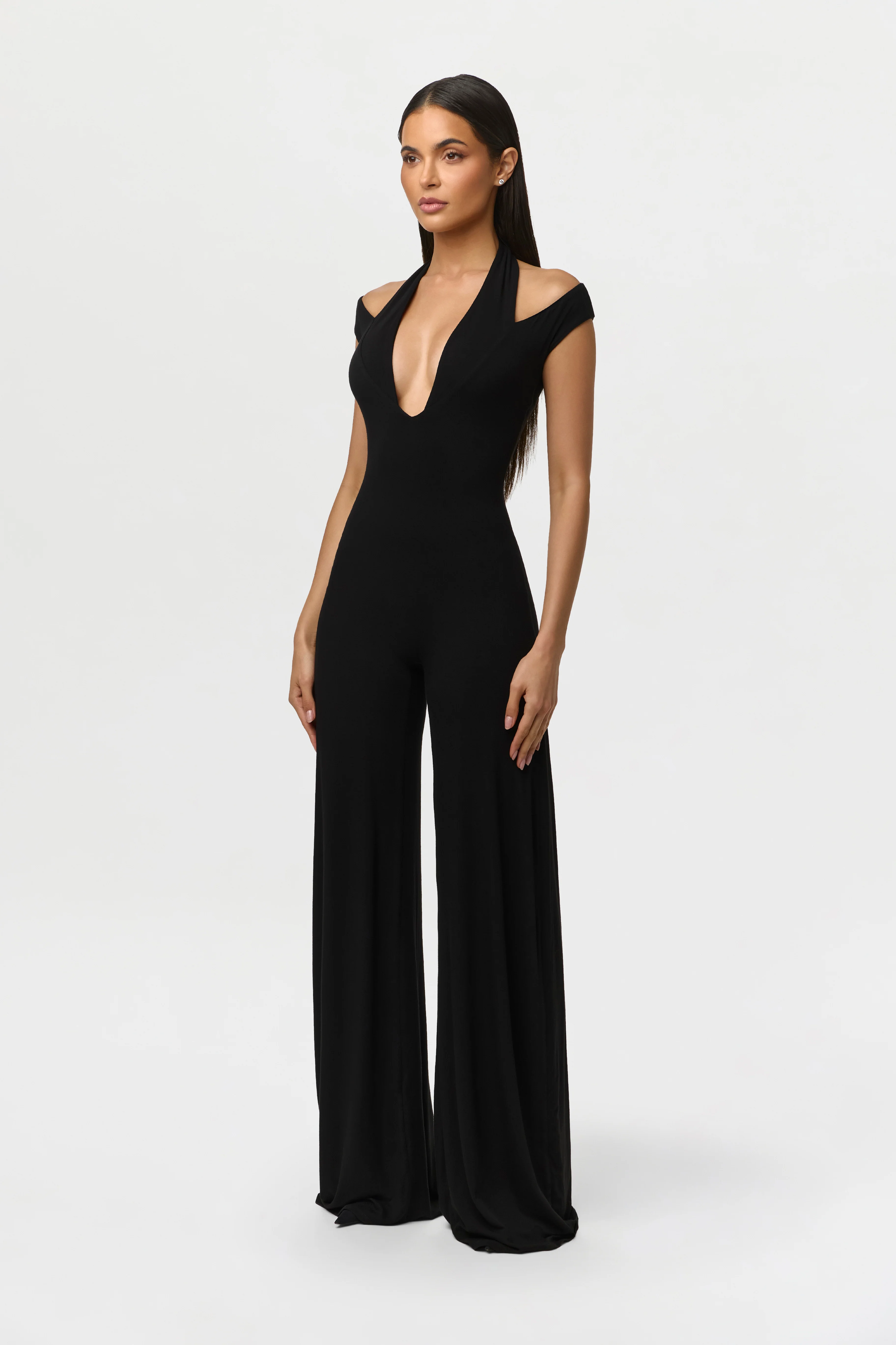Smooth Off-Shoulder Halter Jumpsuit - Image 3