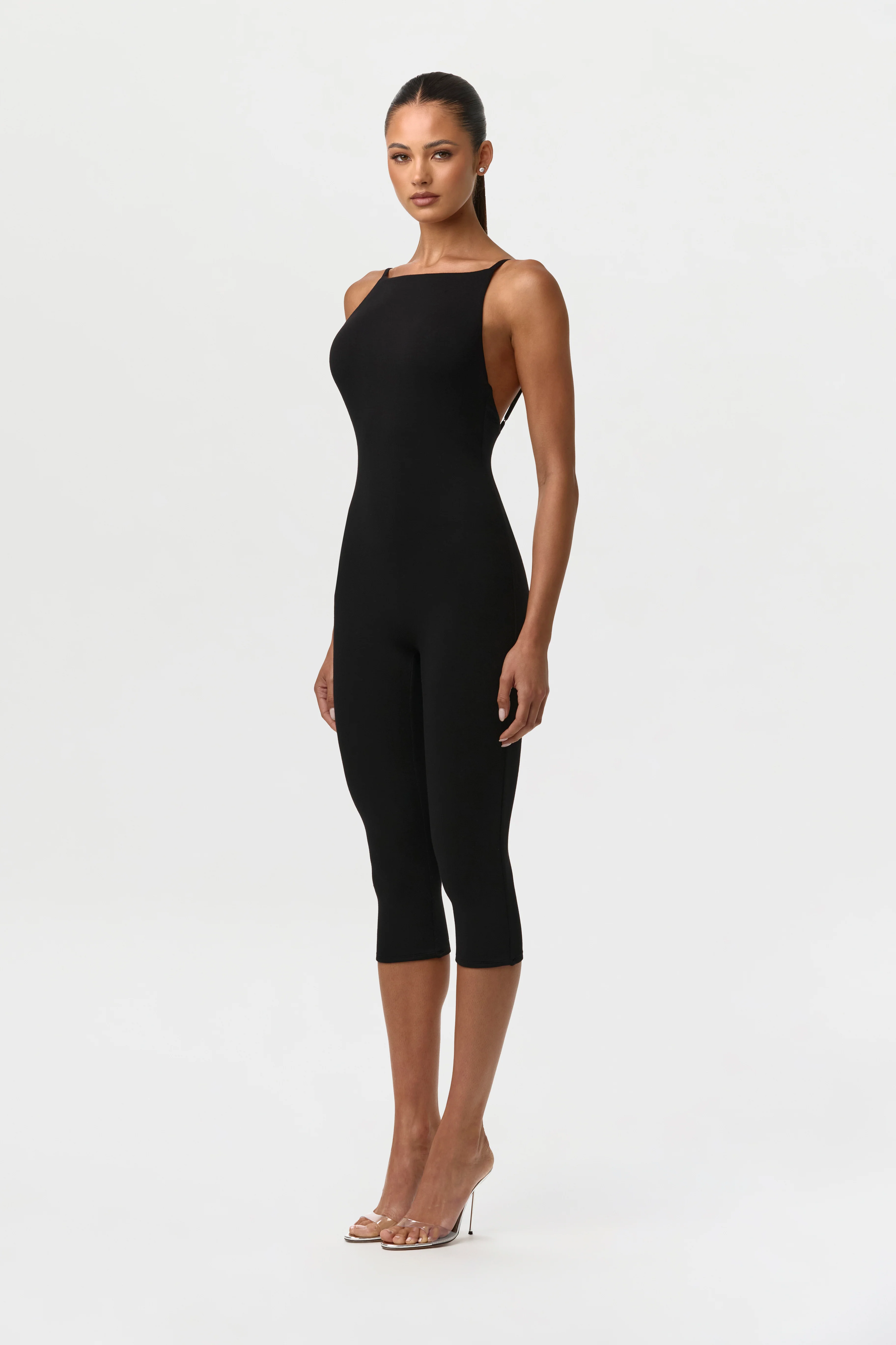 Smooth Open Back Capri Jumpsuit - Image 3
