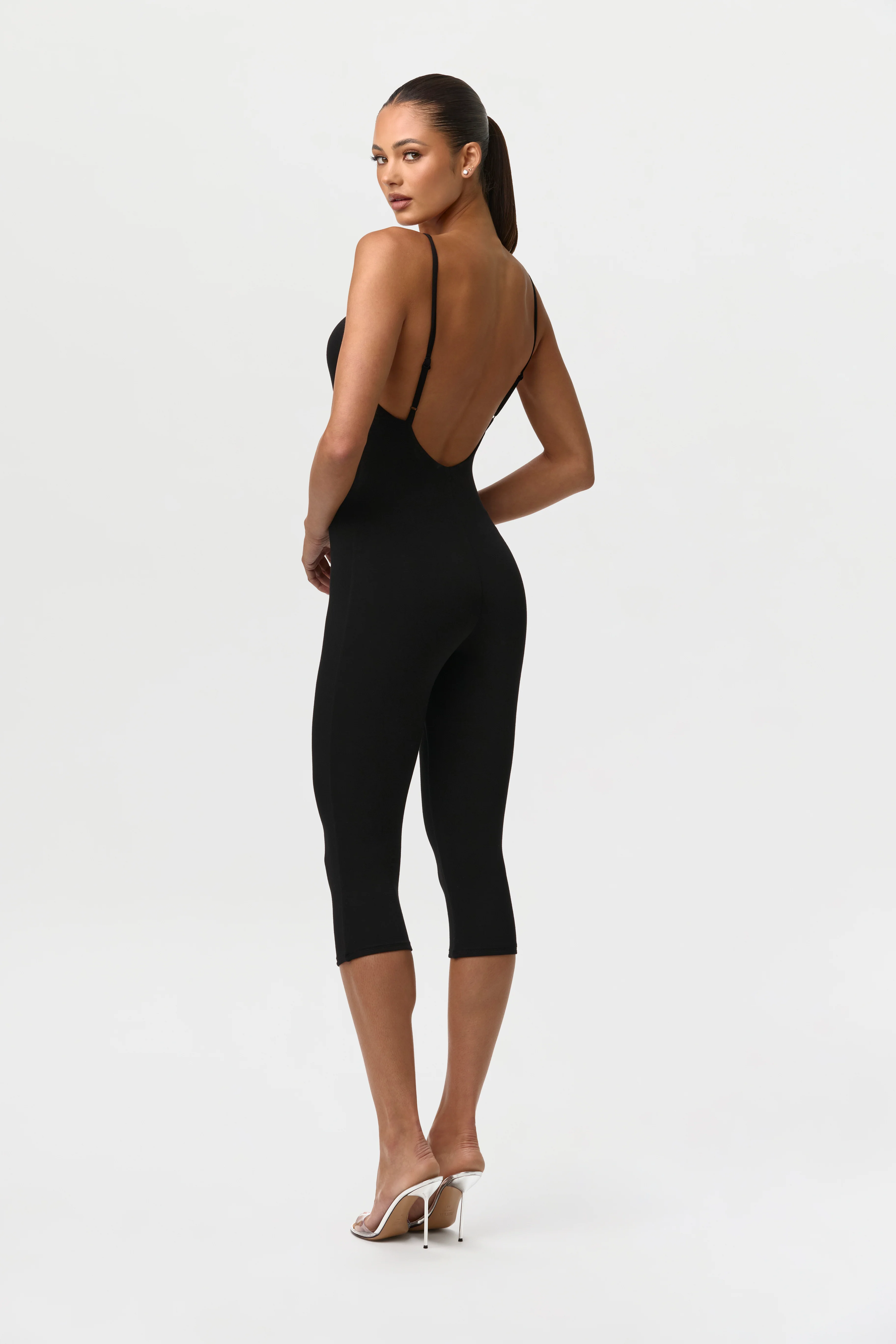 Smooth Open Back Capri Jumpsuit - Image 4