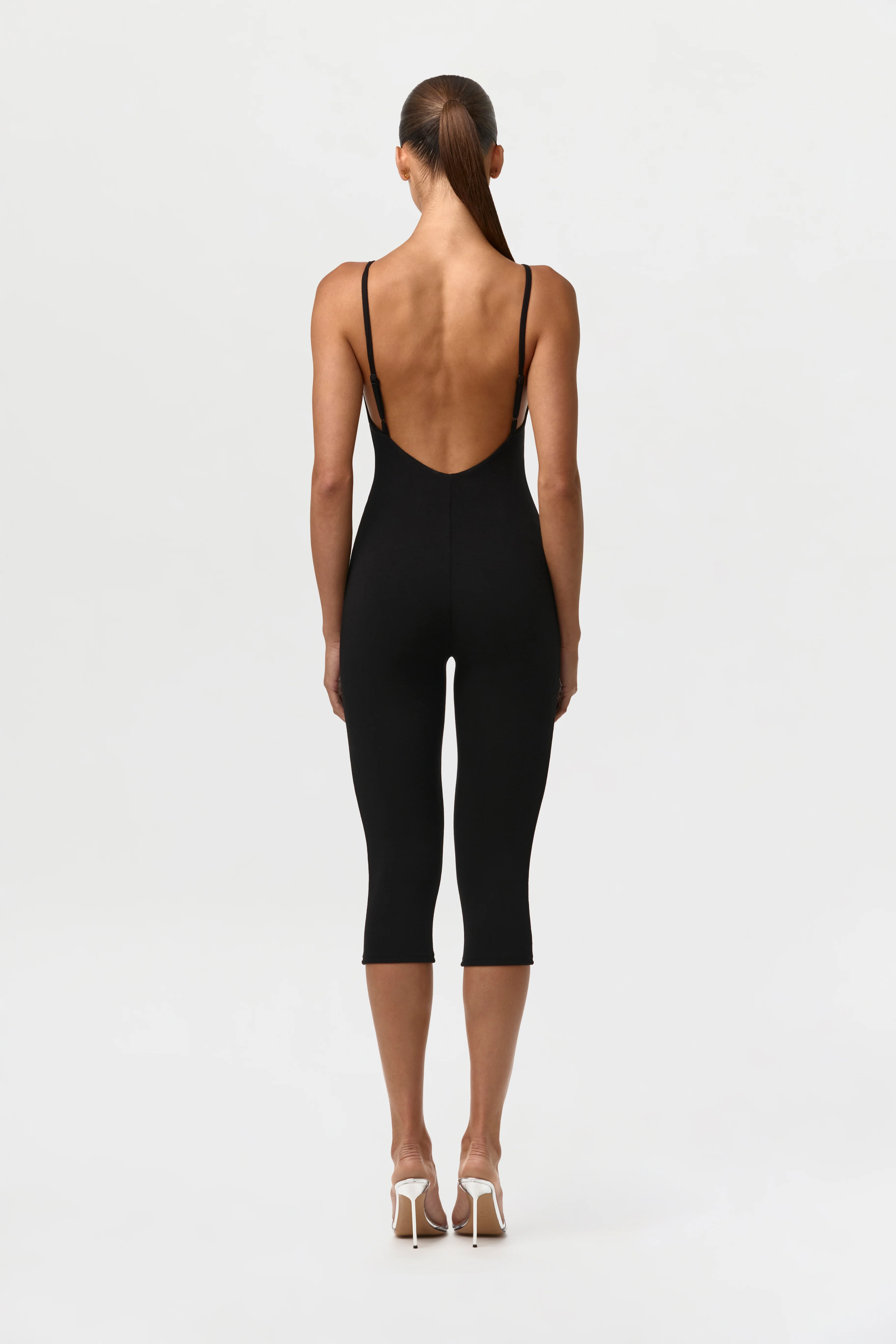 Smooth Open Back Capri Jumpsuit - Image 5