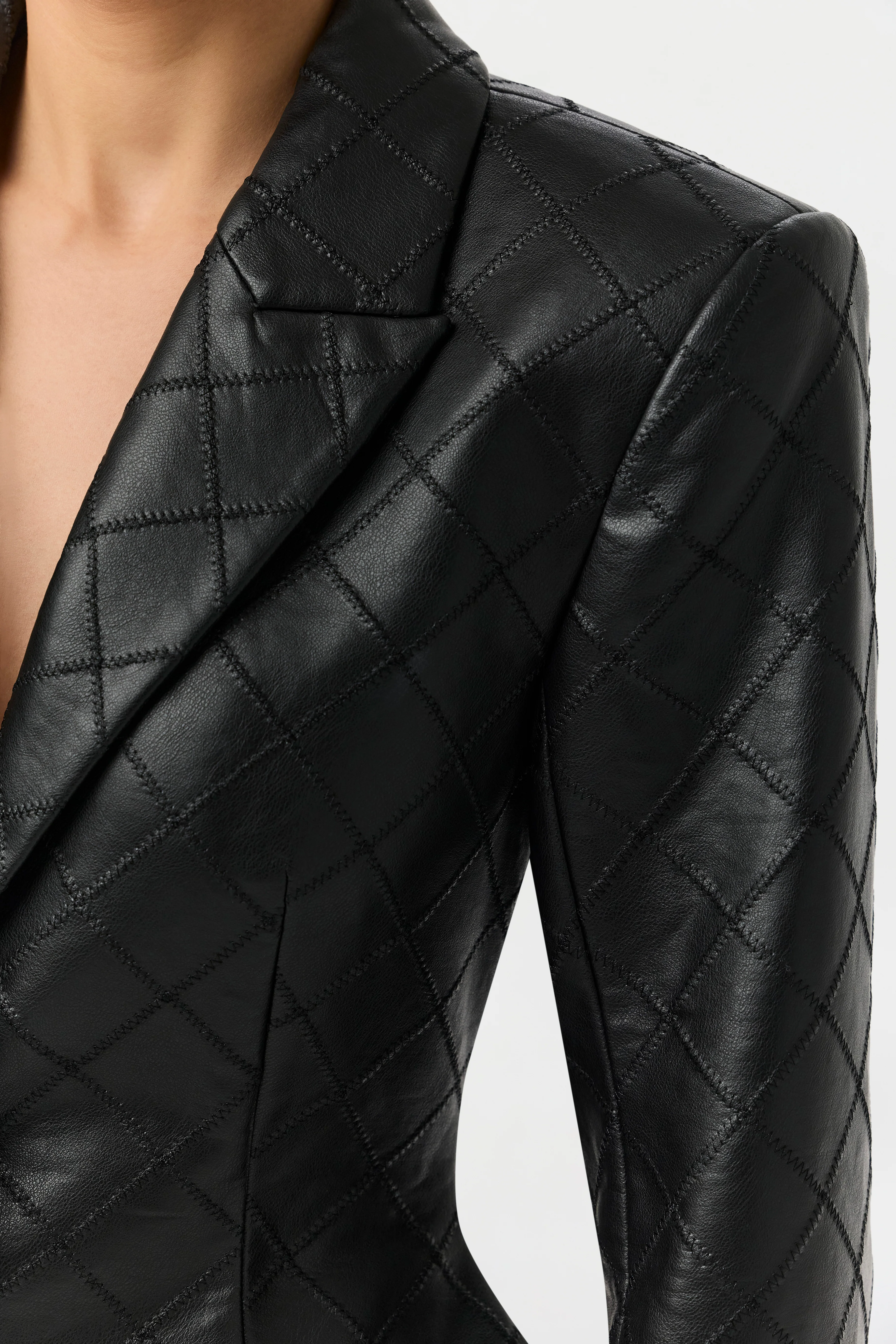 Quilted Vegan Leather Blazer - Image 5