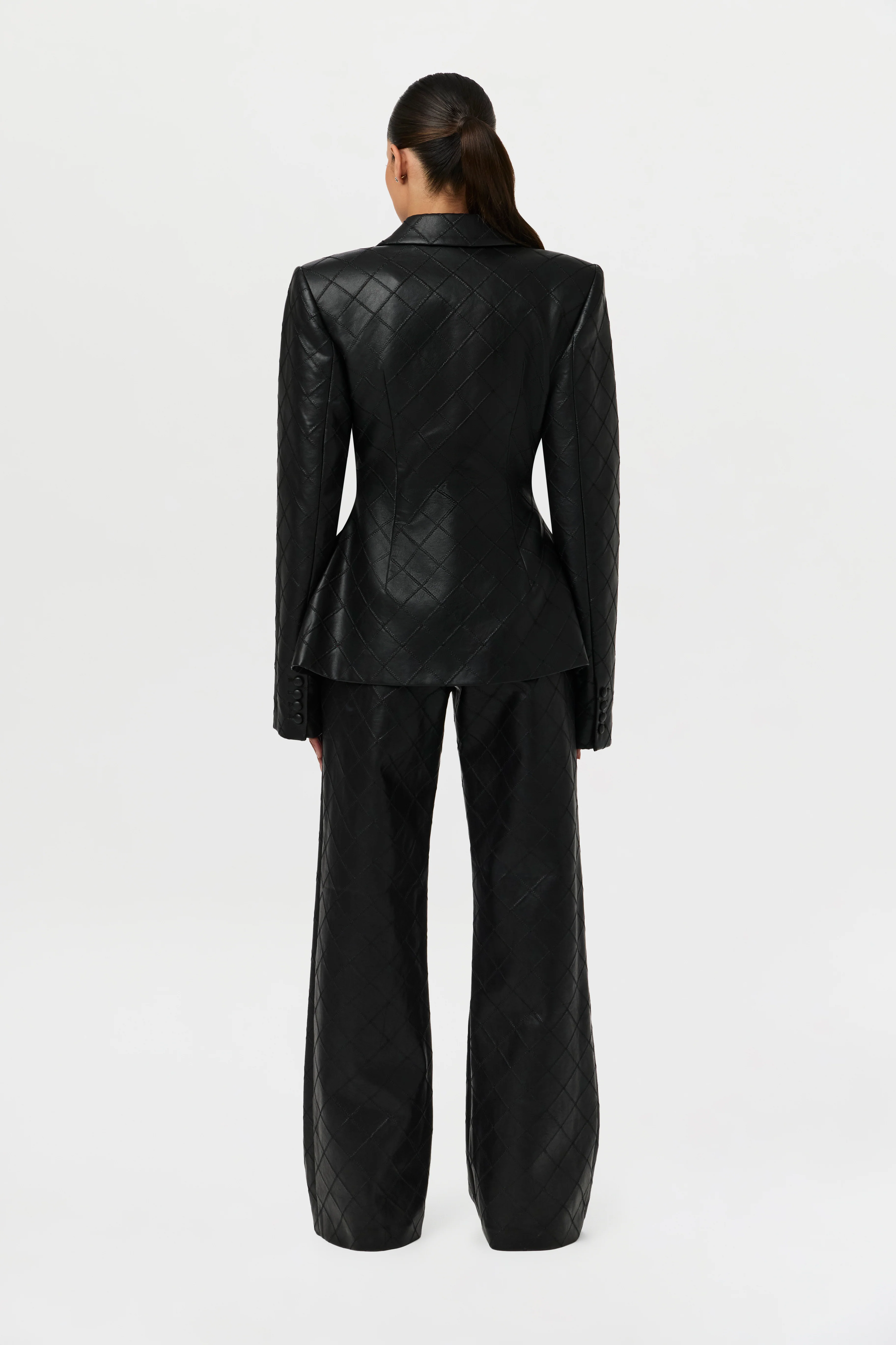 Quilted Vegan Leather Blazer - Image 7
