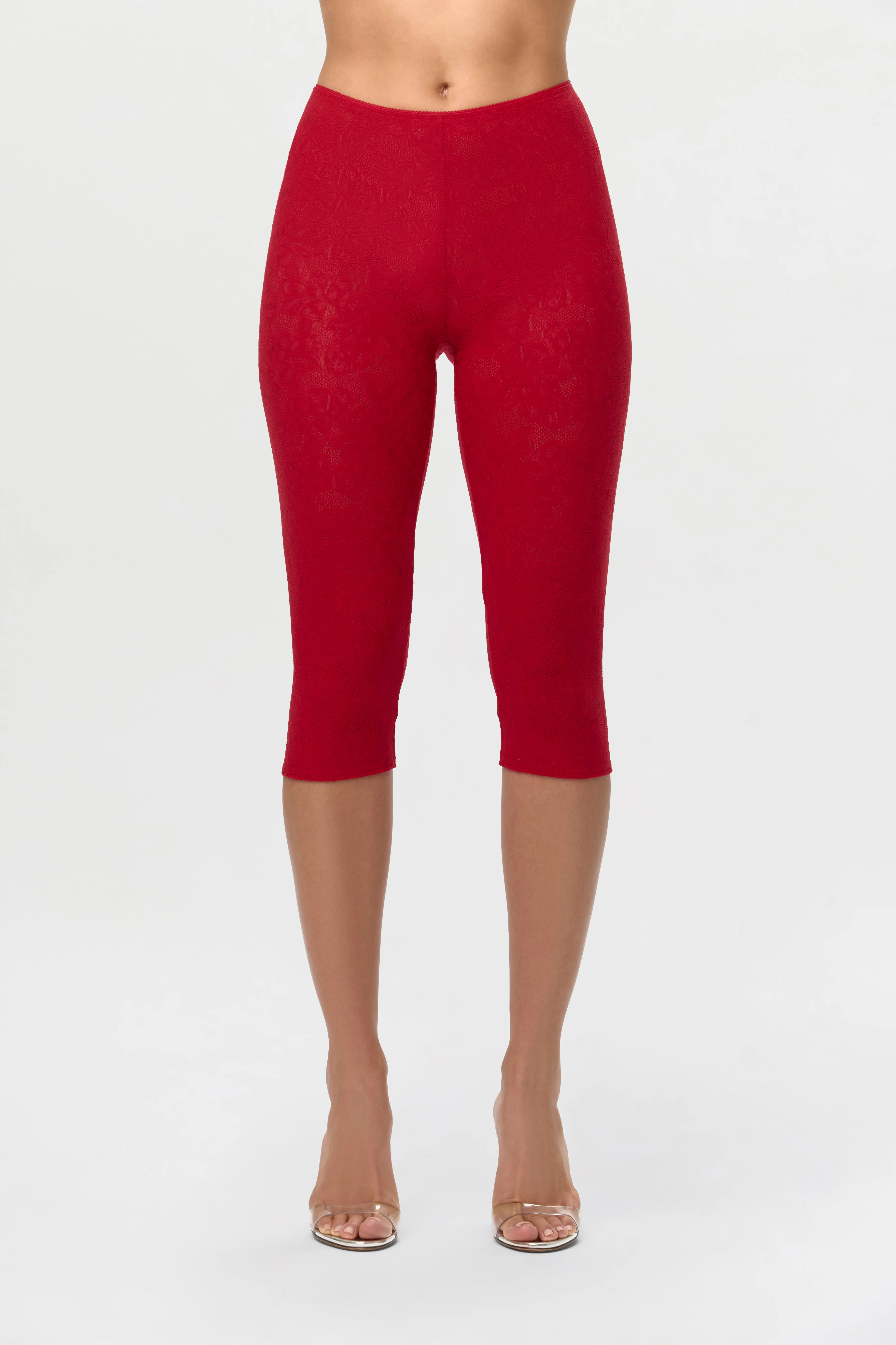 Stretch Lace Cropped Leggings - Image 4