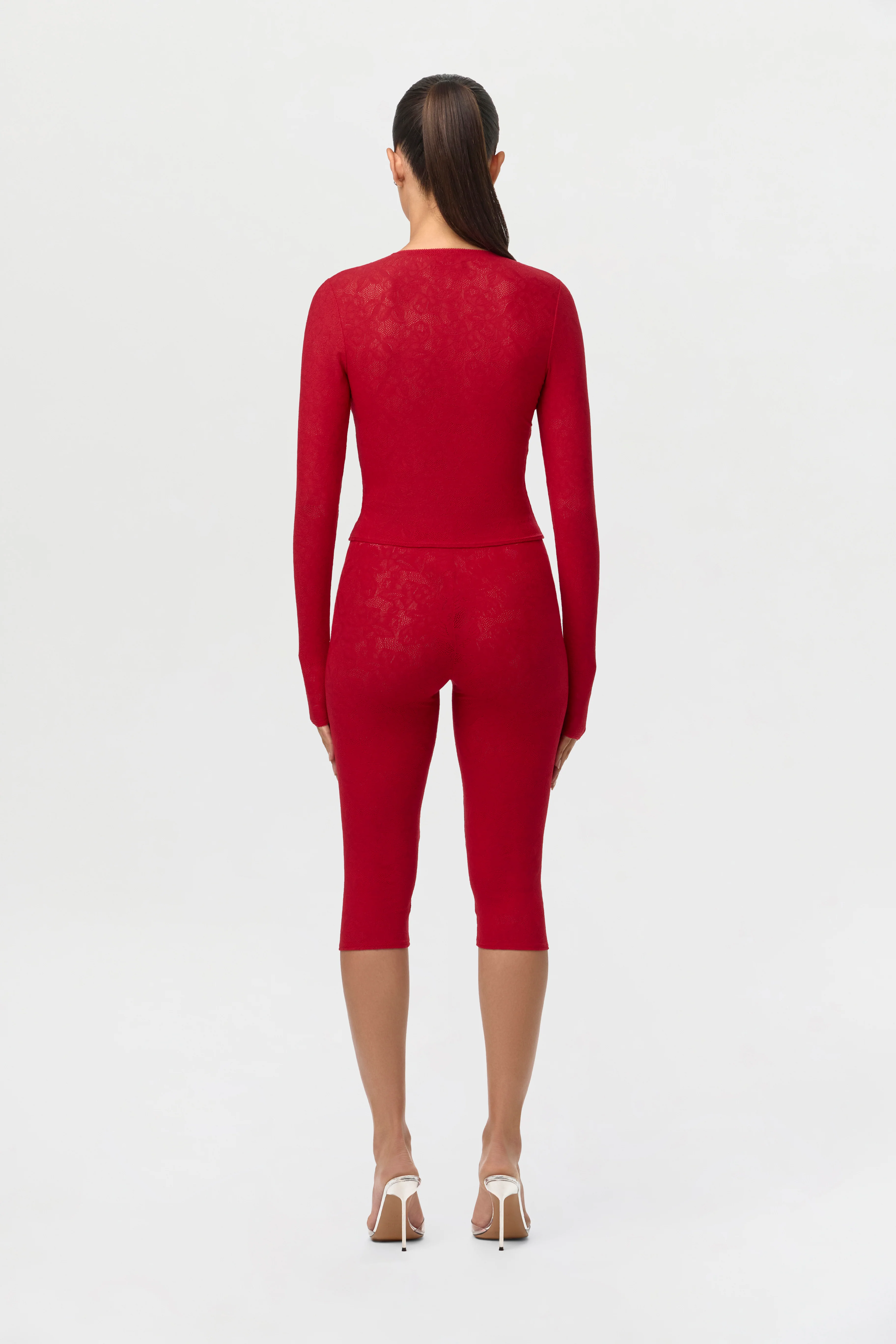 Stretch Lace Cropped Leggings - Image 5