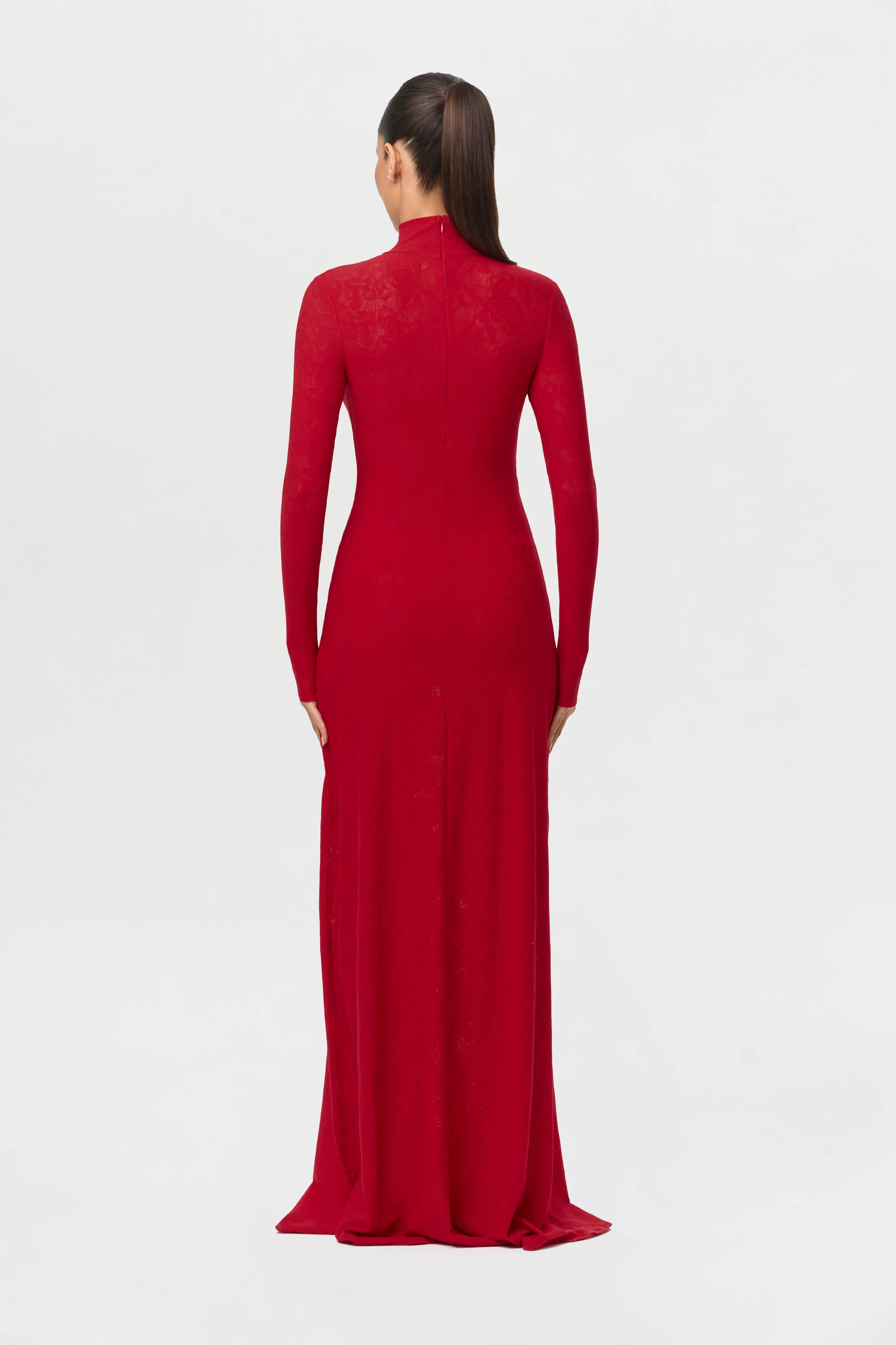 Stretch Lace Turtleneck Maxi Dress - Image 5
