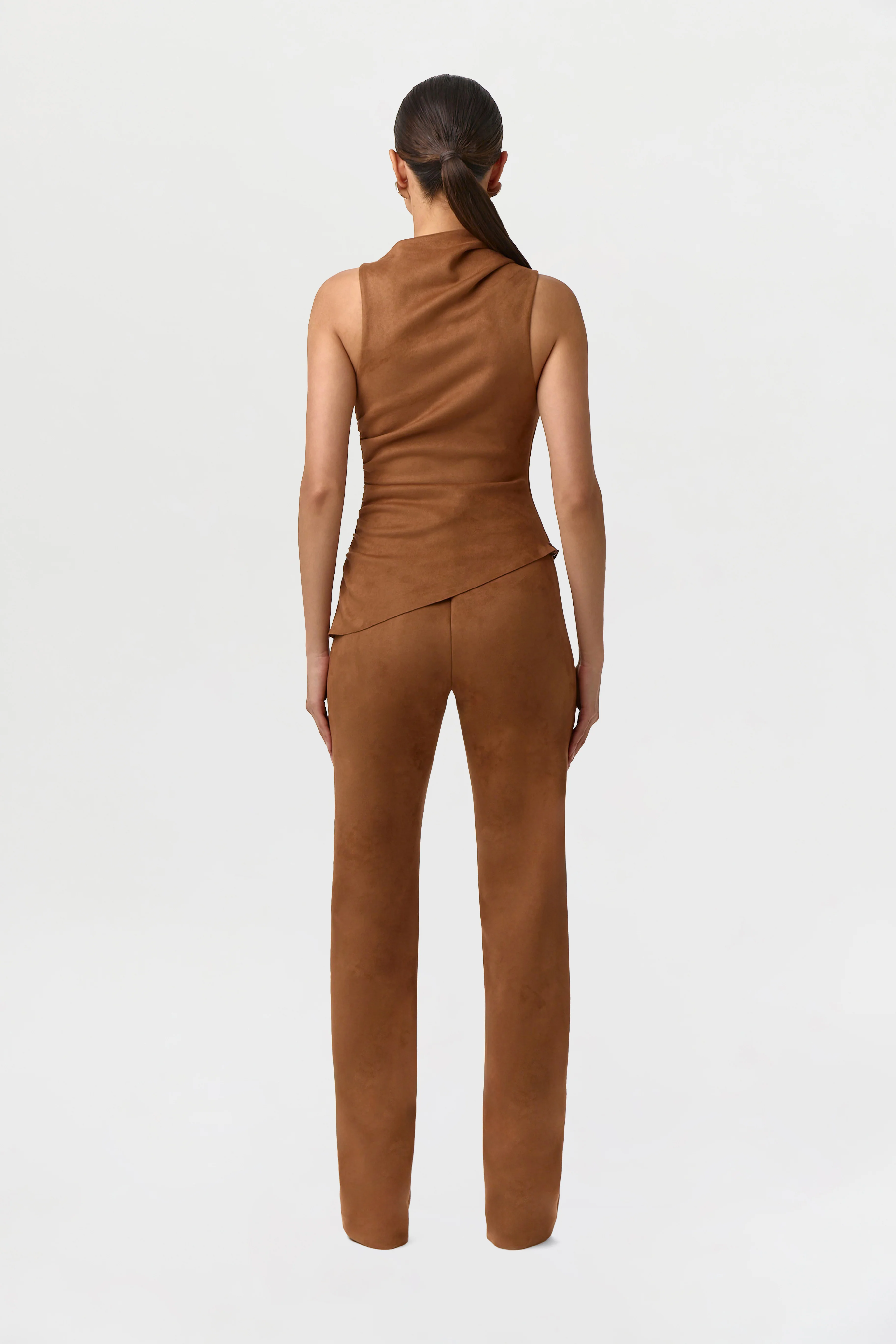 Faux Suede Ruched Sleeveless Top - Image 7