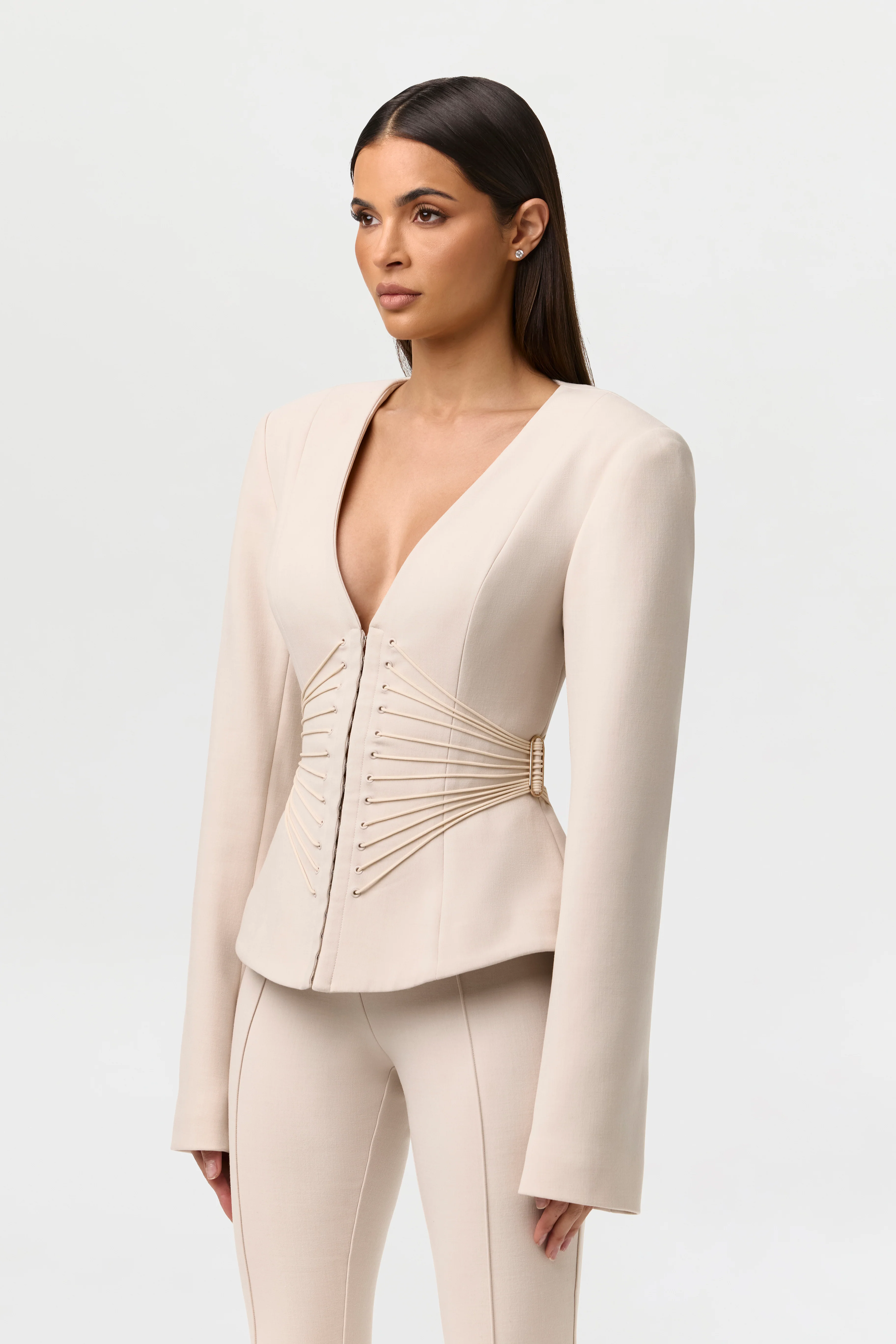 Suiting V-Neck Corset Blazer - Image 10