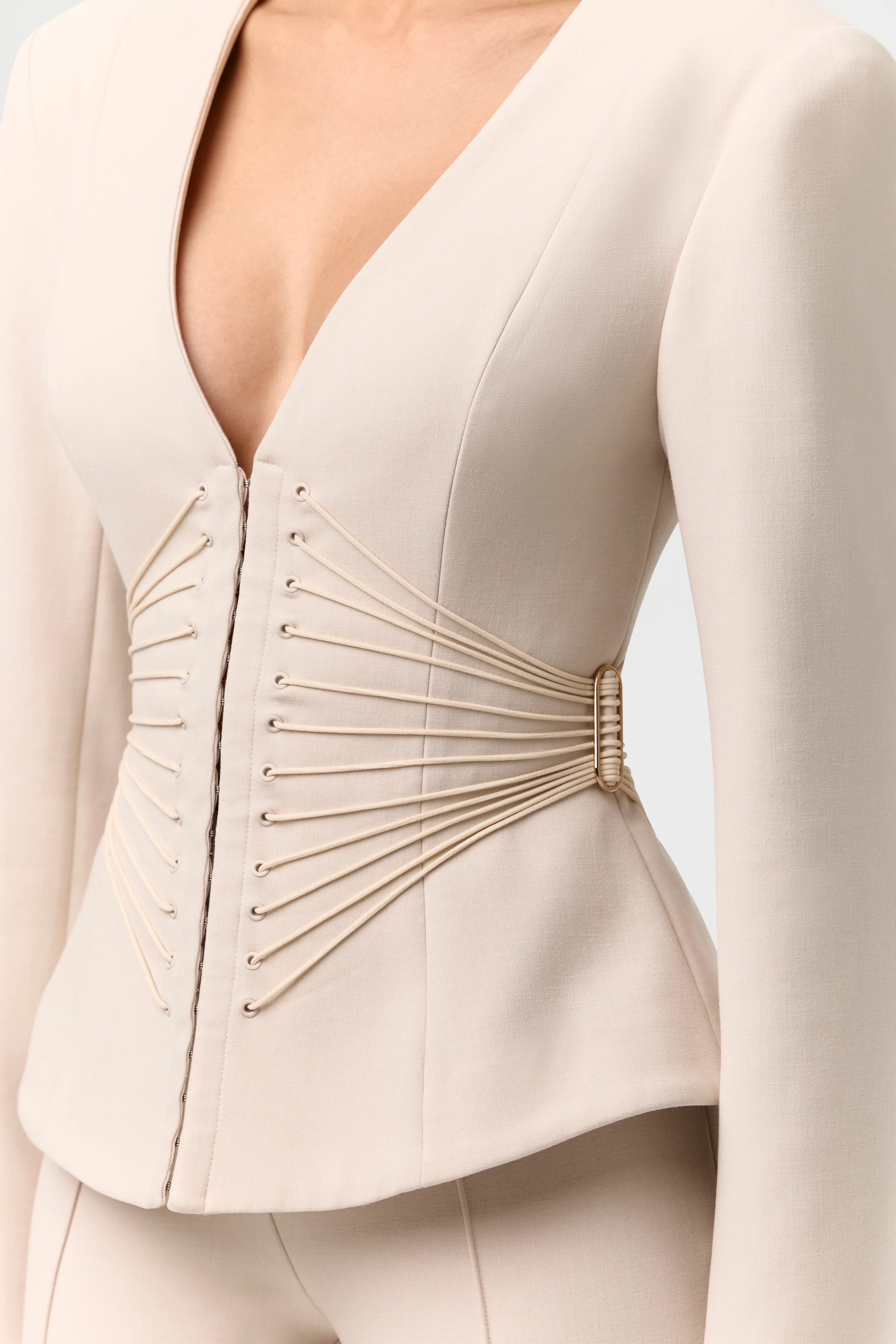 Suiting V-Neck Corset Blazer - Image 11
