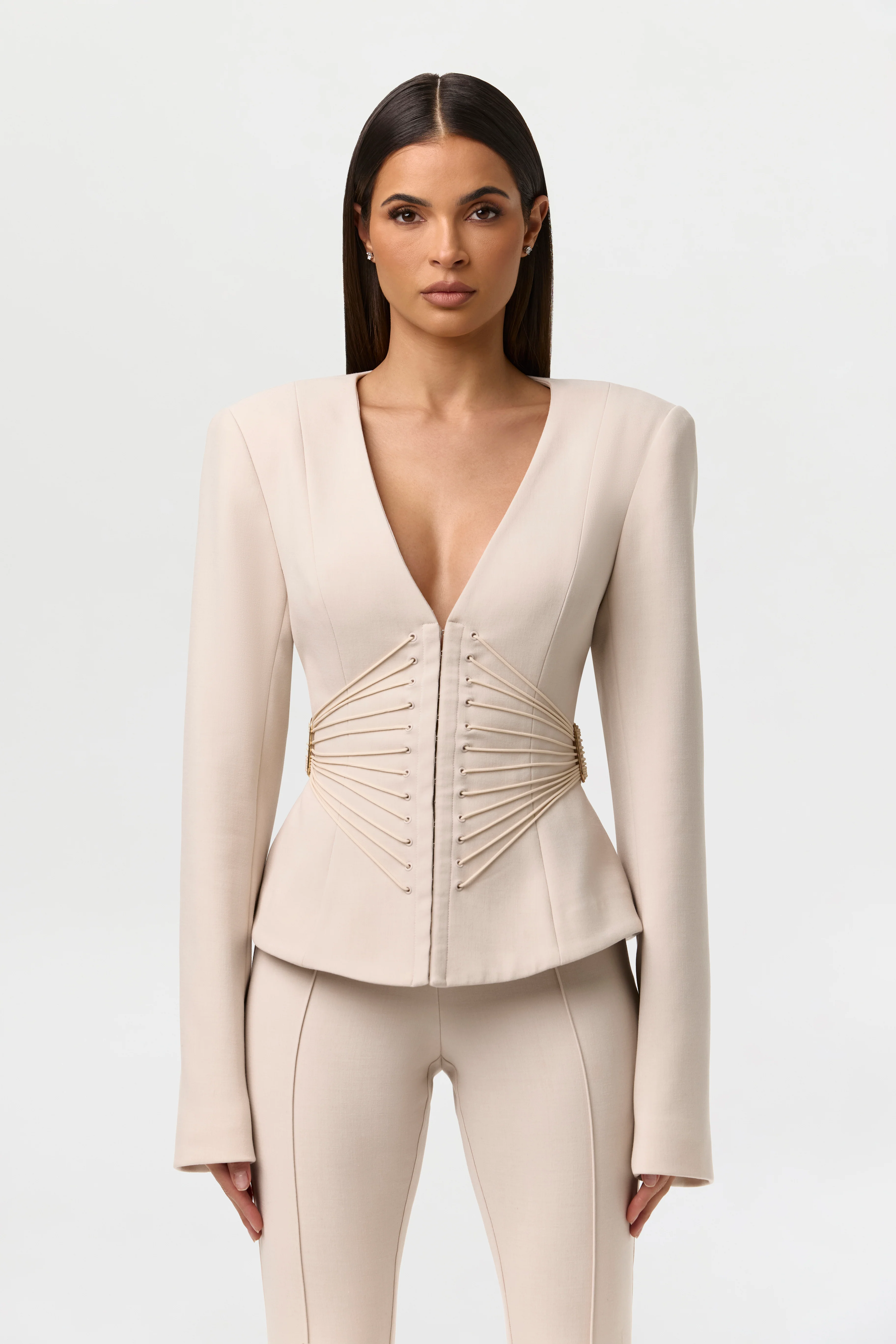 Suiting V-Neck Corset Blazer - Image 8