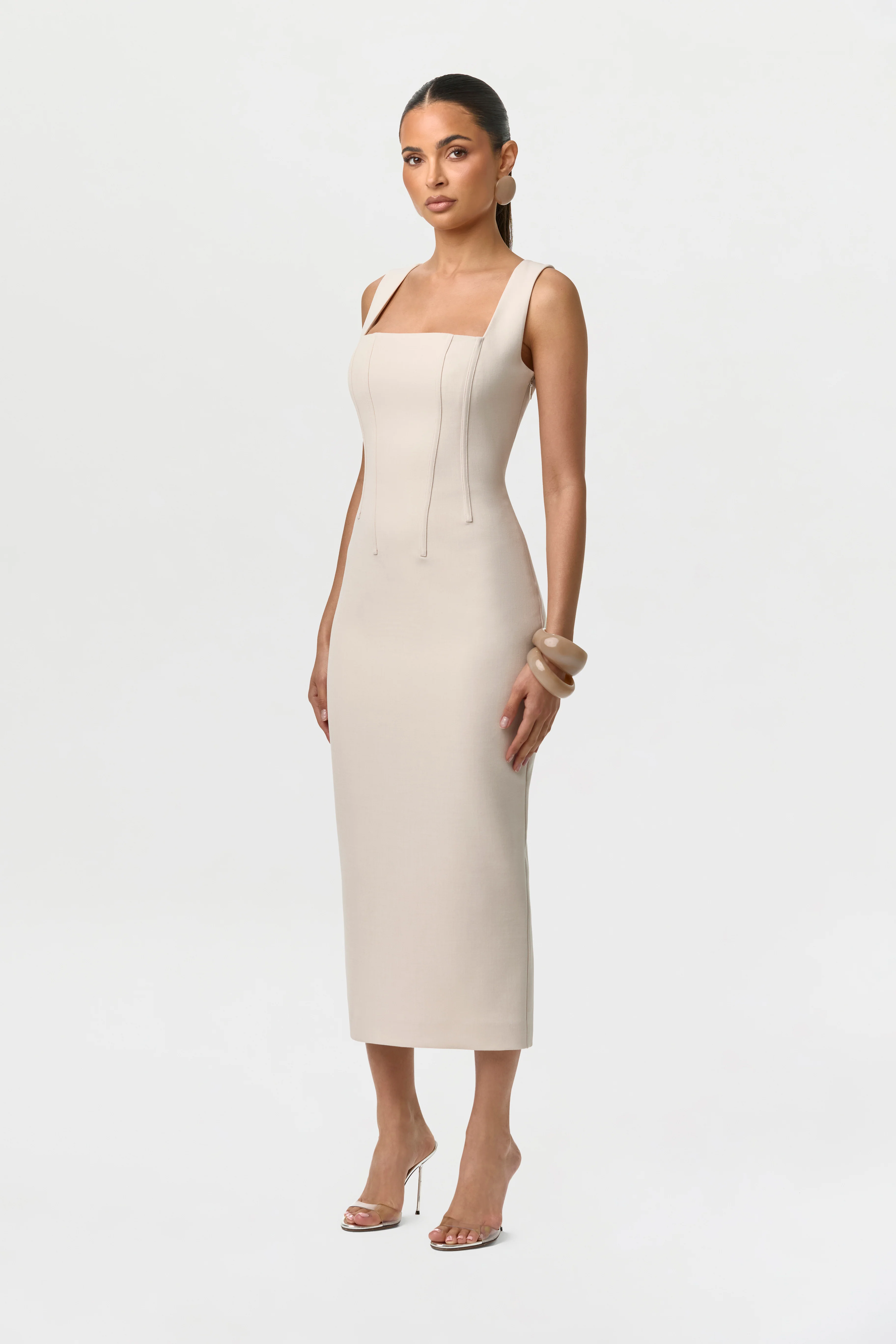 Suiting Lace-Up Midi Dress - Image 3