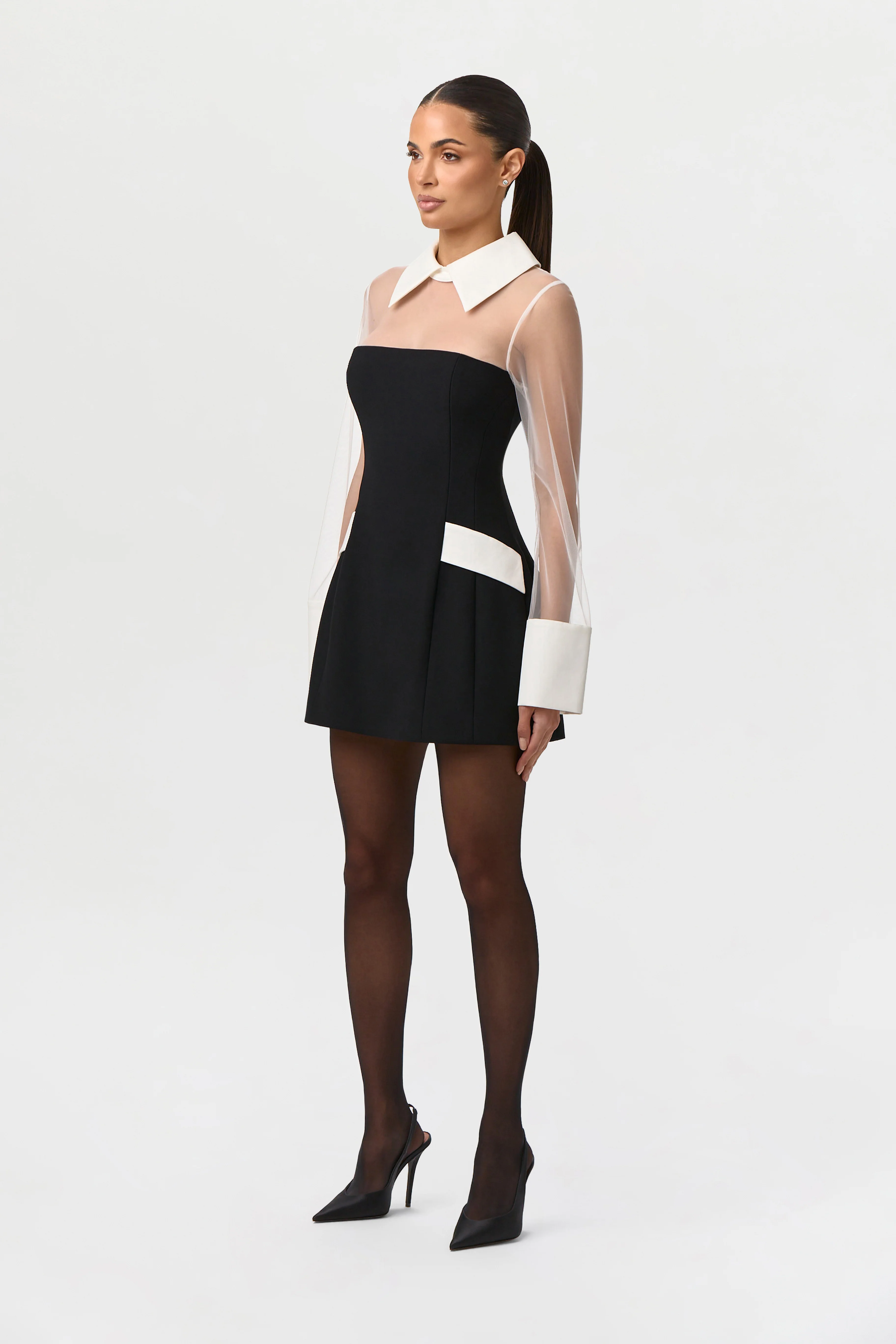 Ponte Shirting Mini Dress - Image 3