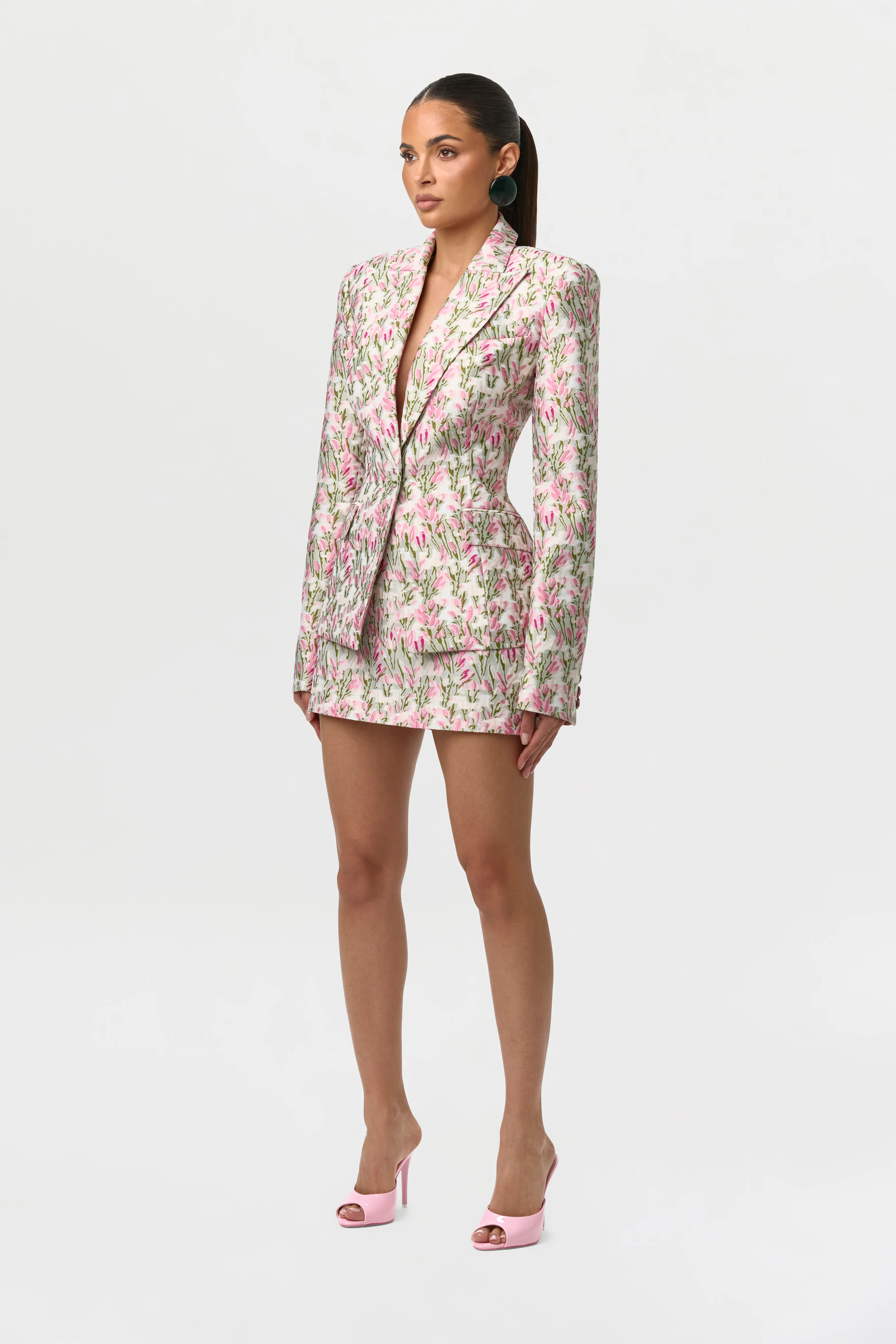 Suiting Floral Jacquard Mini Skirt - Image 3