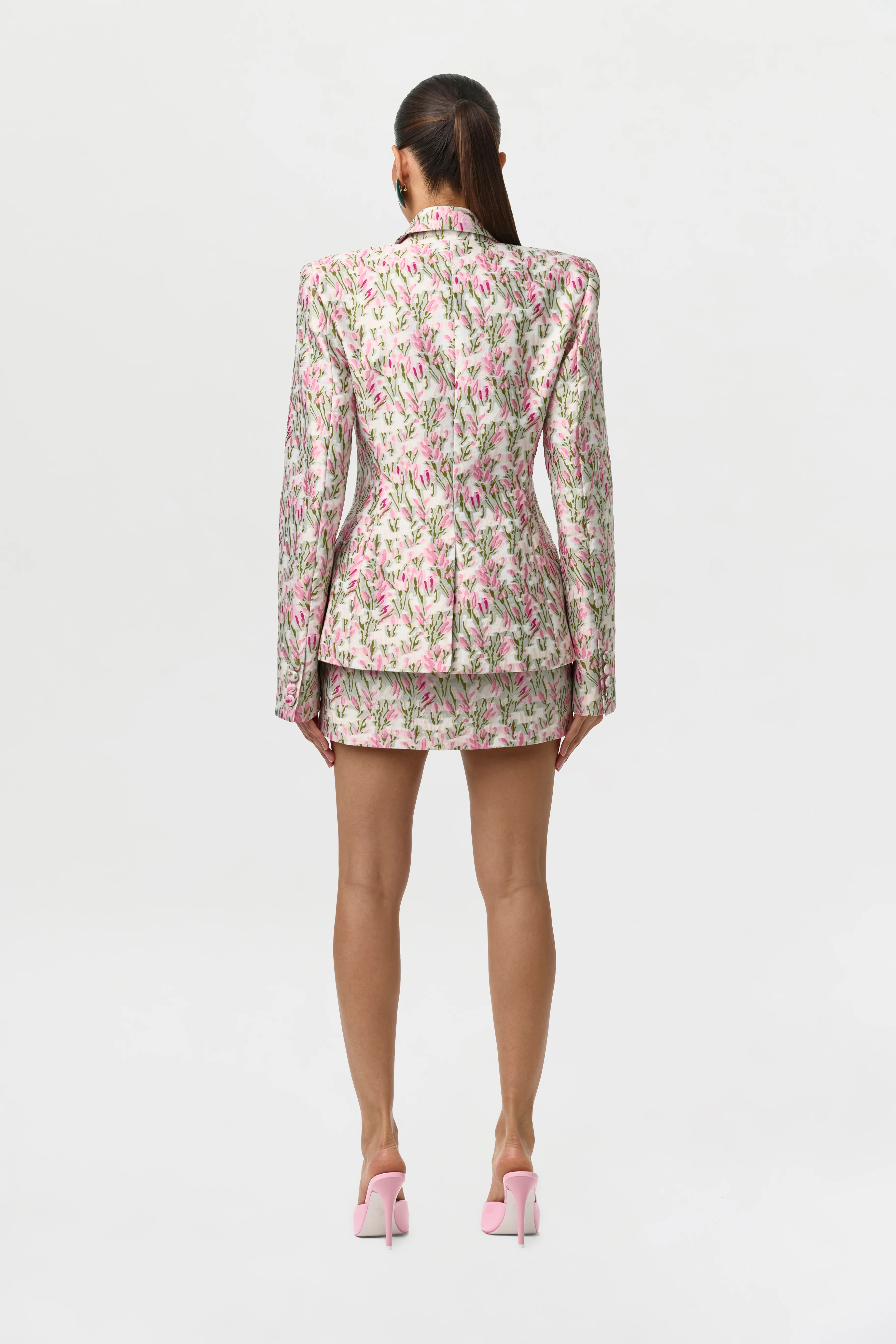 Suiting Floral Jacquard Mini Skirt - Image 4