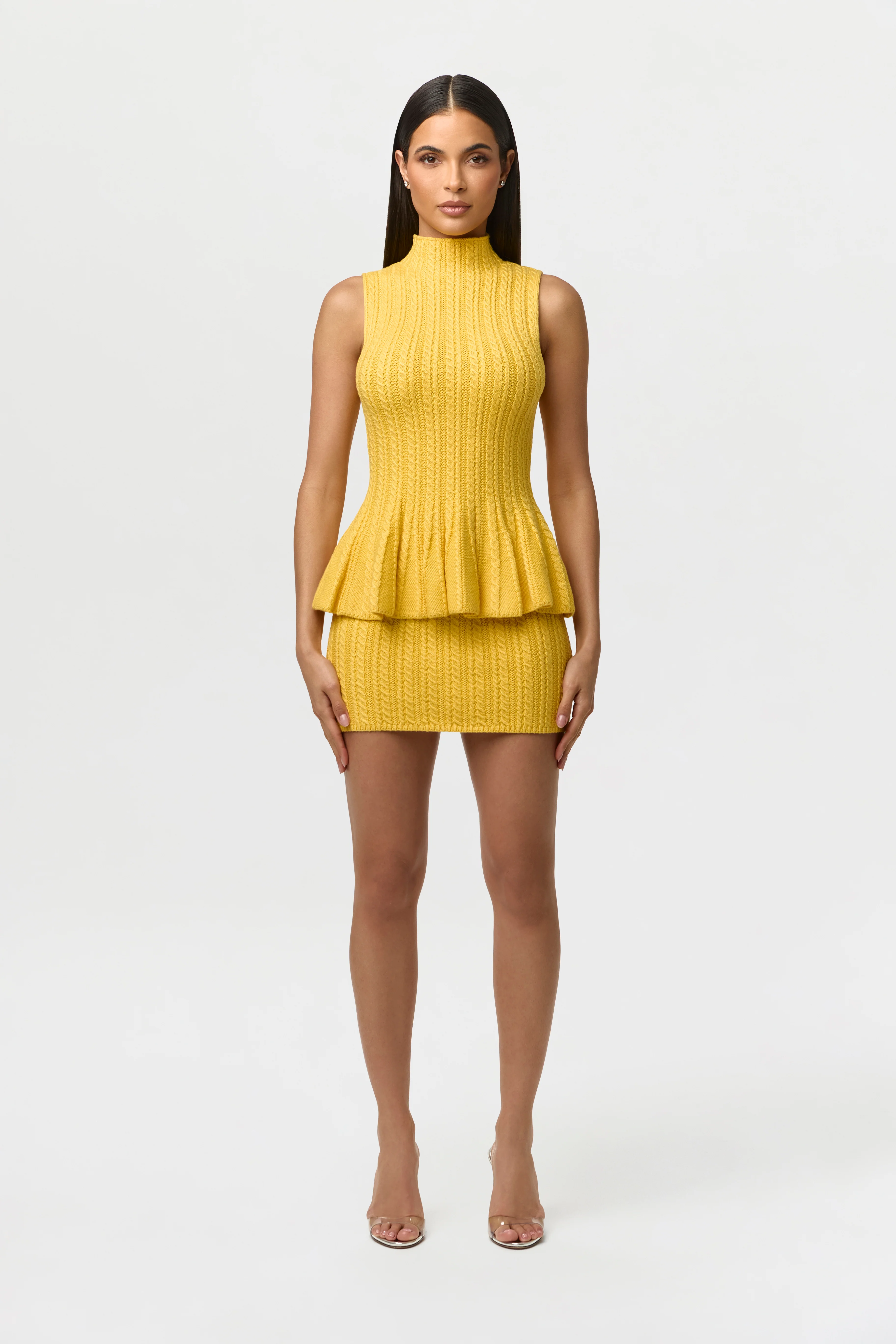 Knit Sleeveless Peplum Top - Image 4