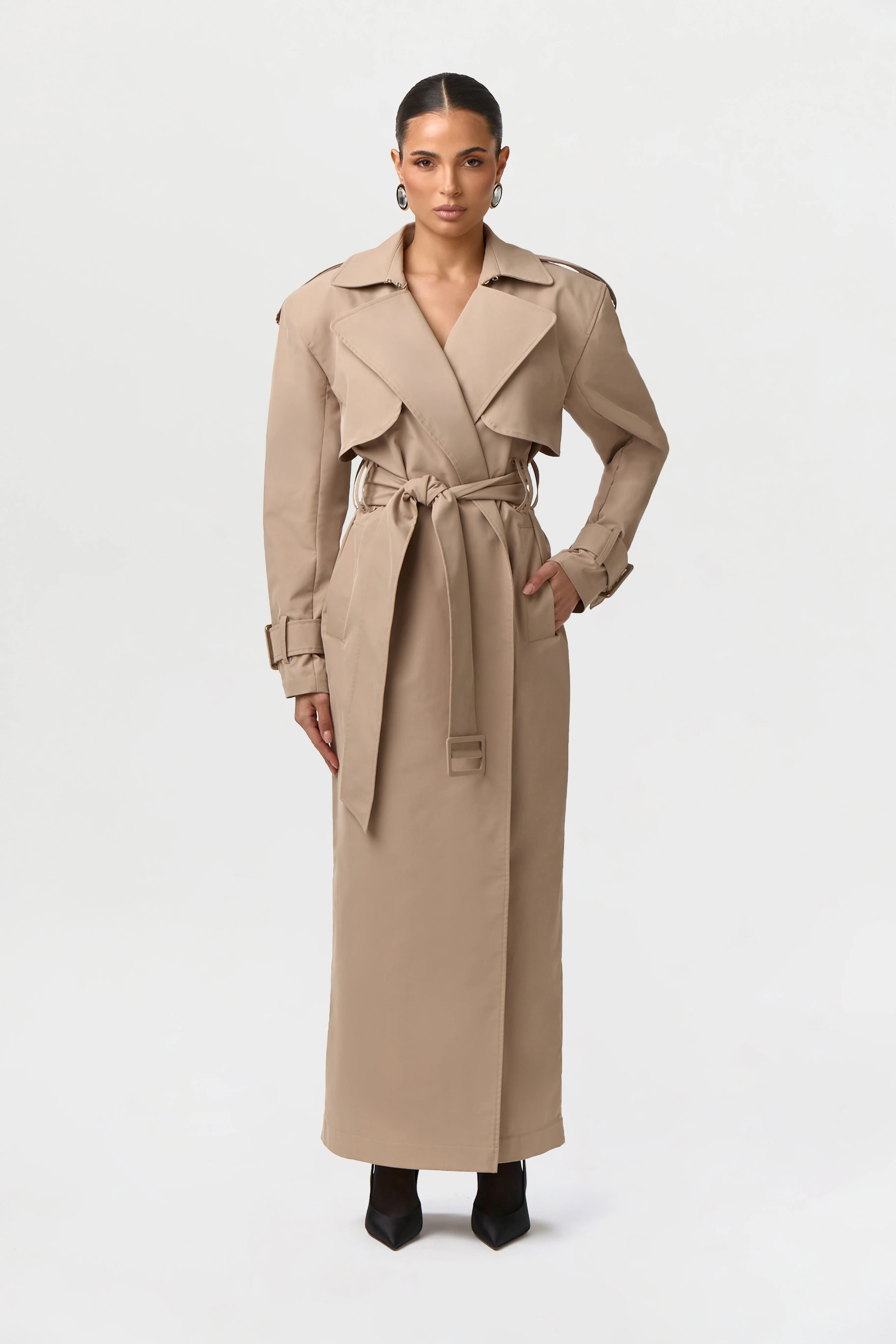 Twill Trench Long Coat - Image 3