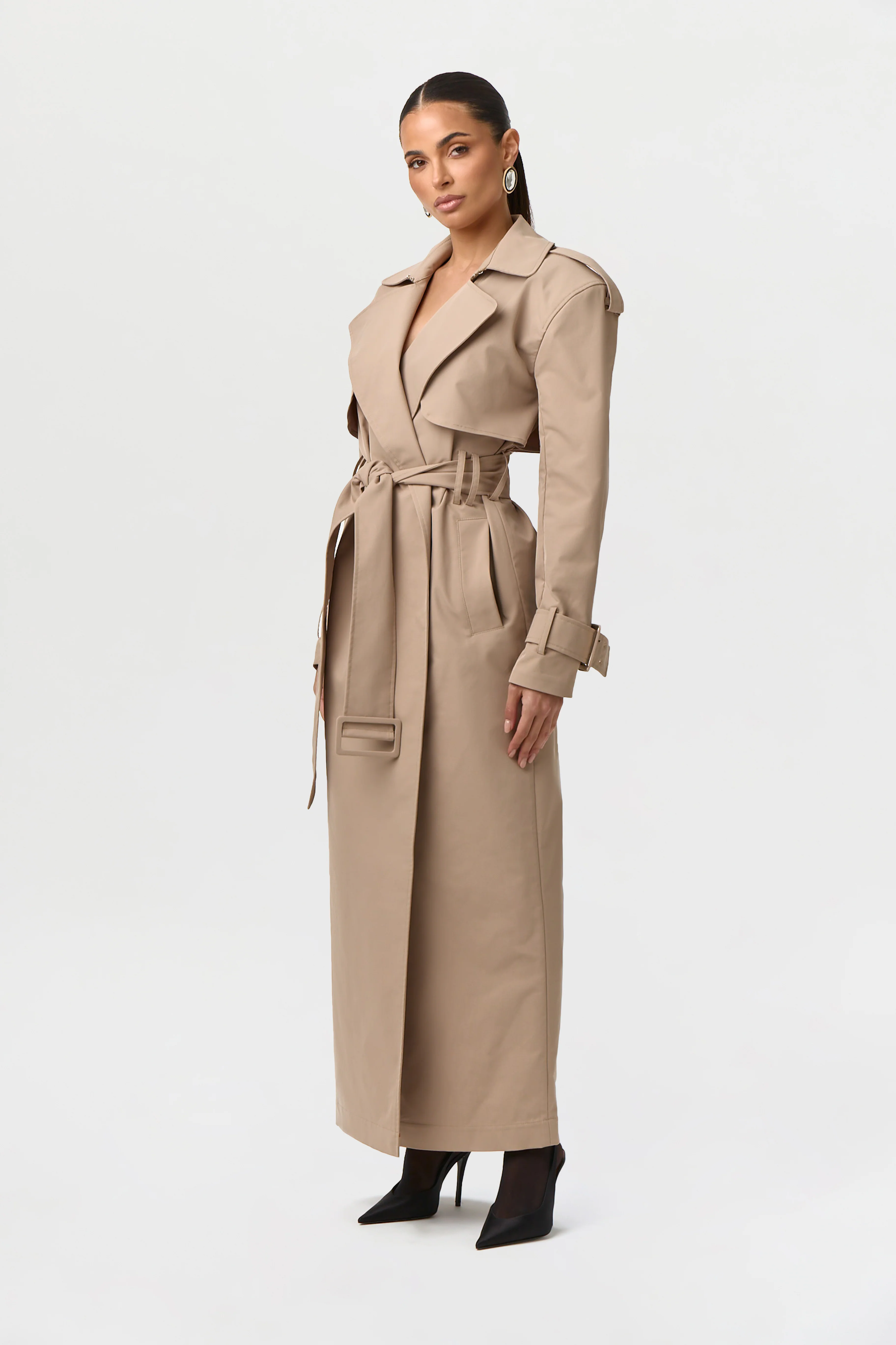 Twill Trench Long Coat - Image 4