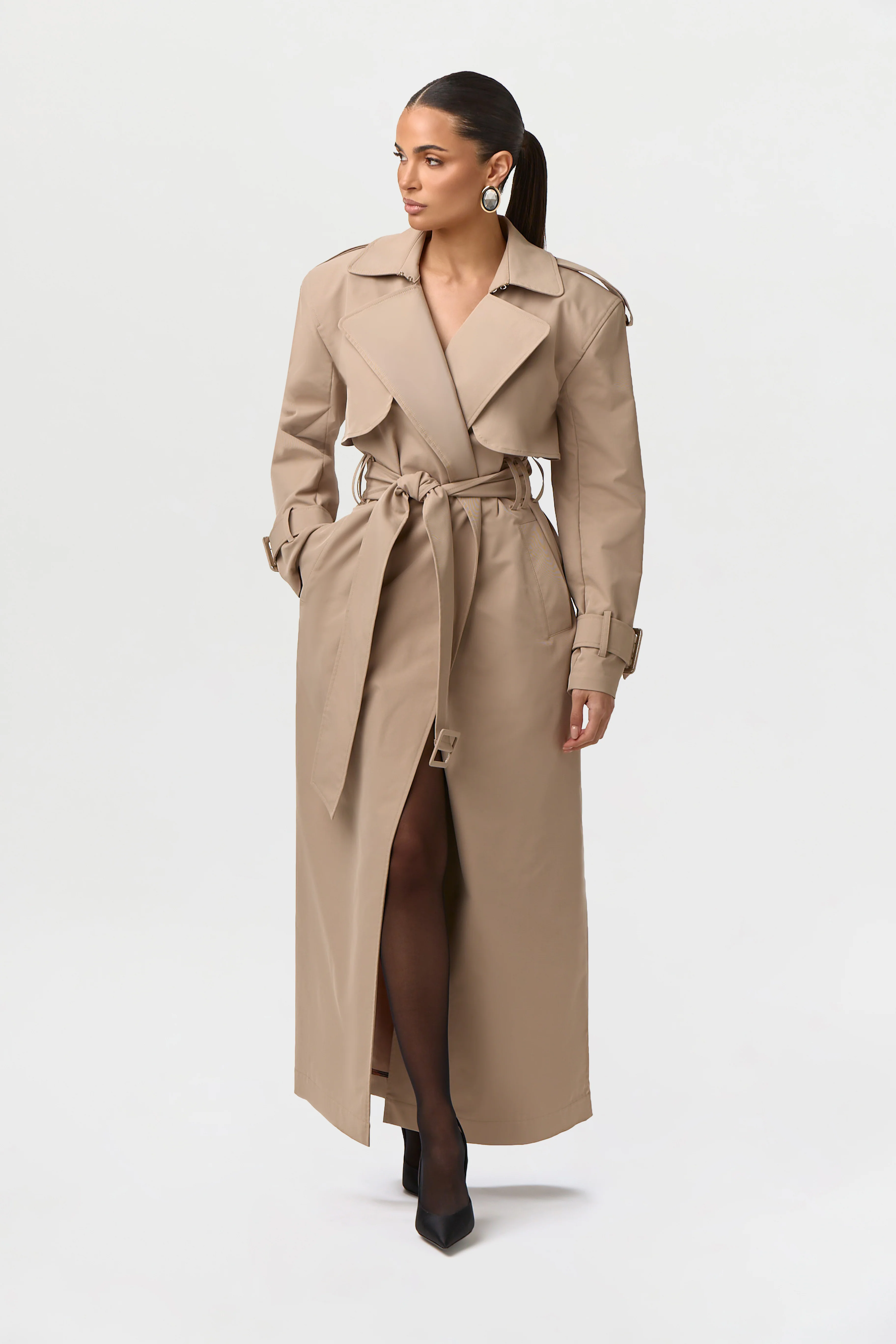 Twill Trench Long Coat - Image 5