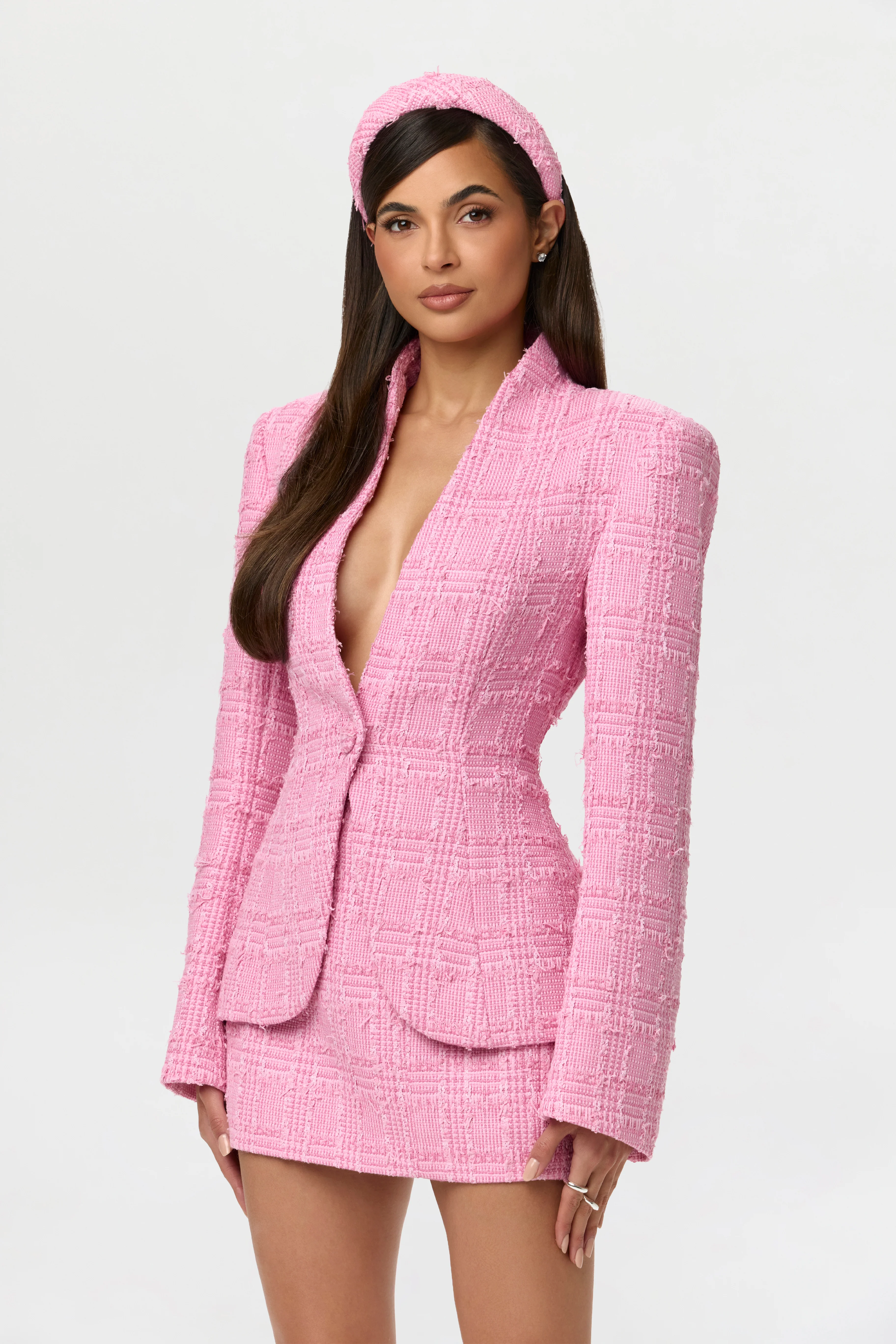Tweed Suiting Button Blazer - Image 4