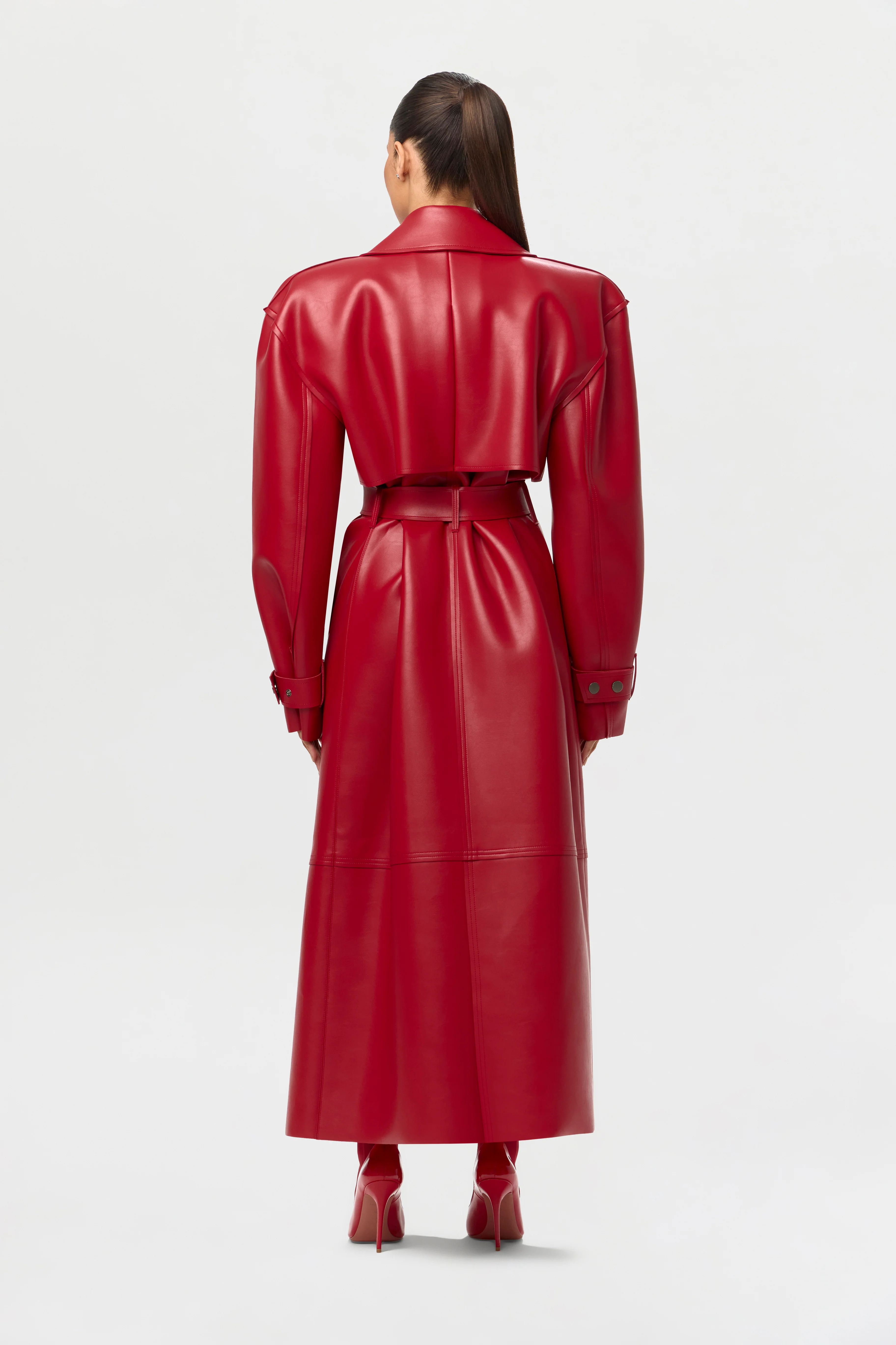 Vegan Leather Trench Coat - Image 13