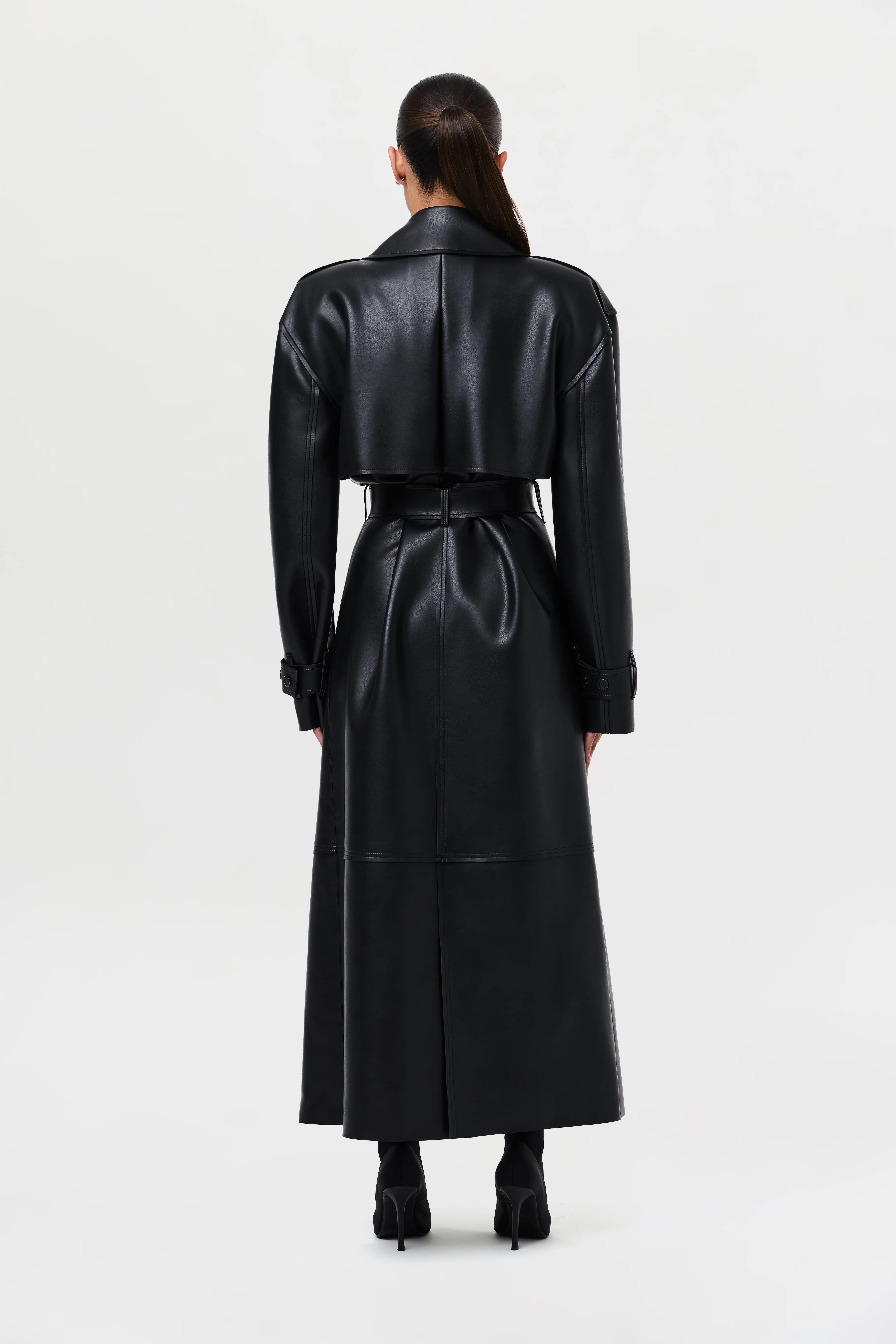 Vegan Leather Trench Coat - Image 38