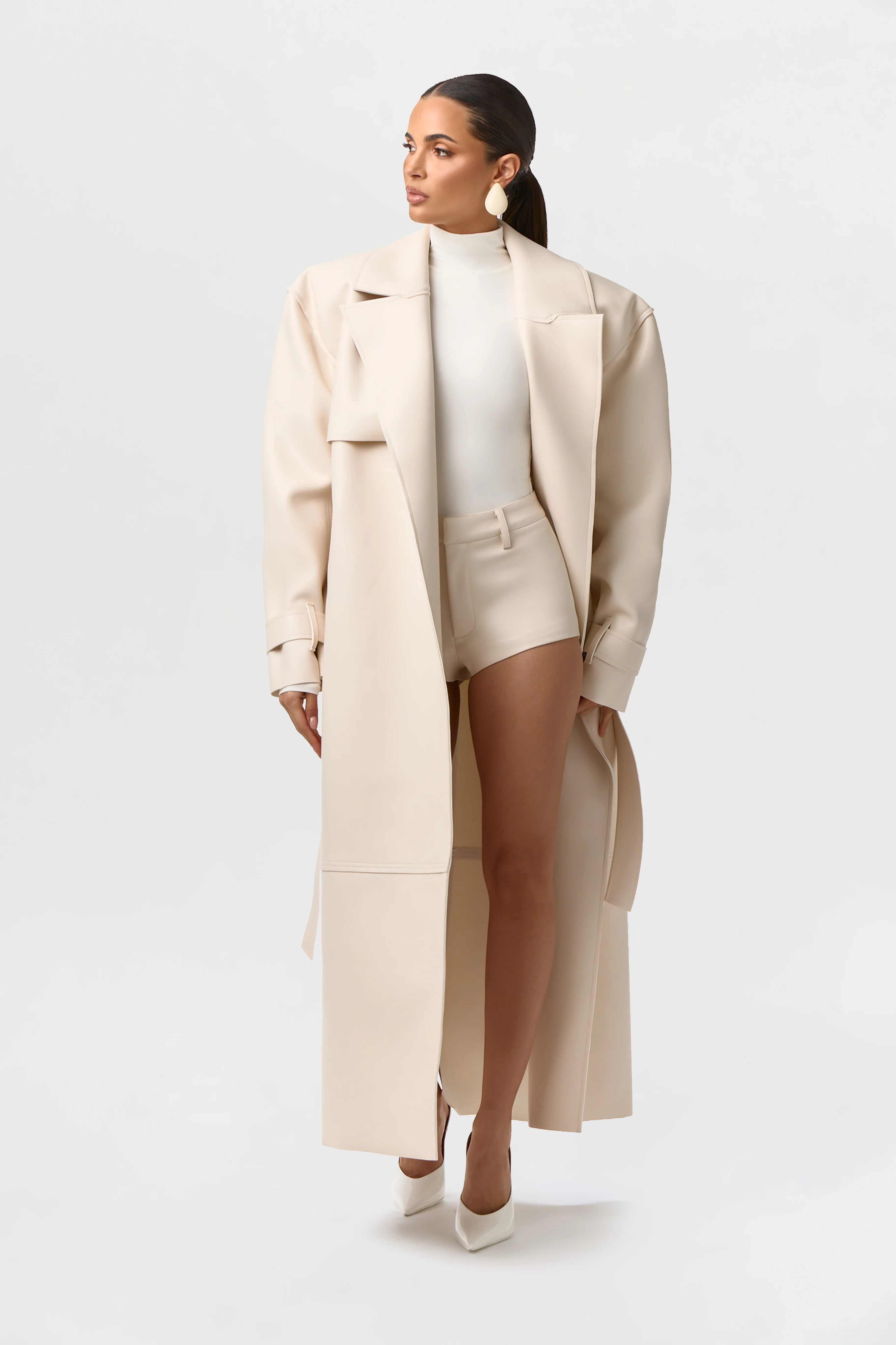 Vegan Leather Trench Coat - Image 4