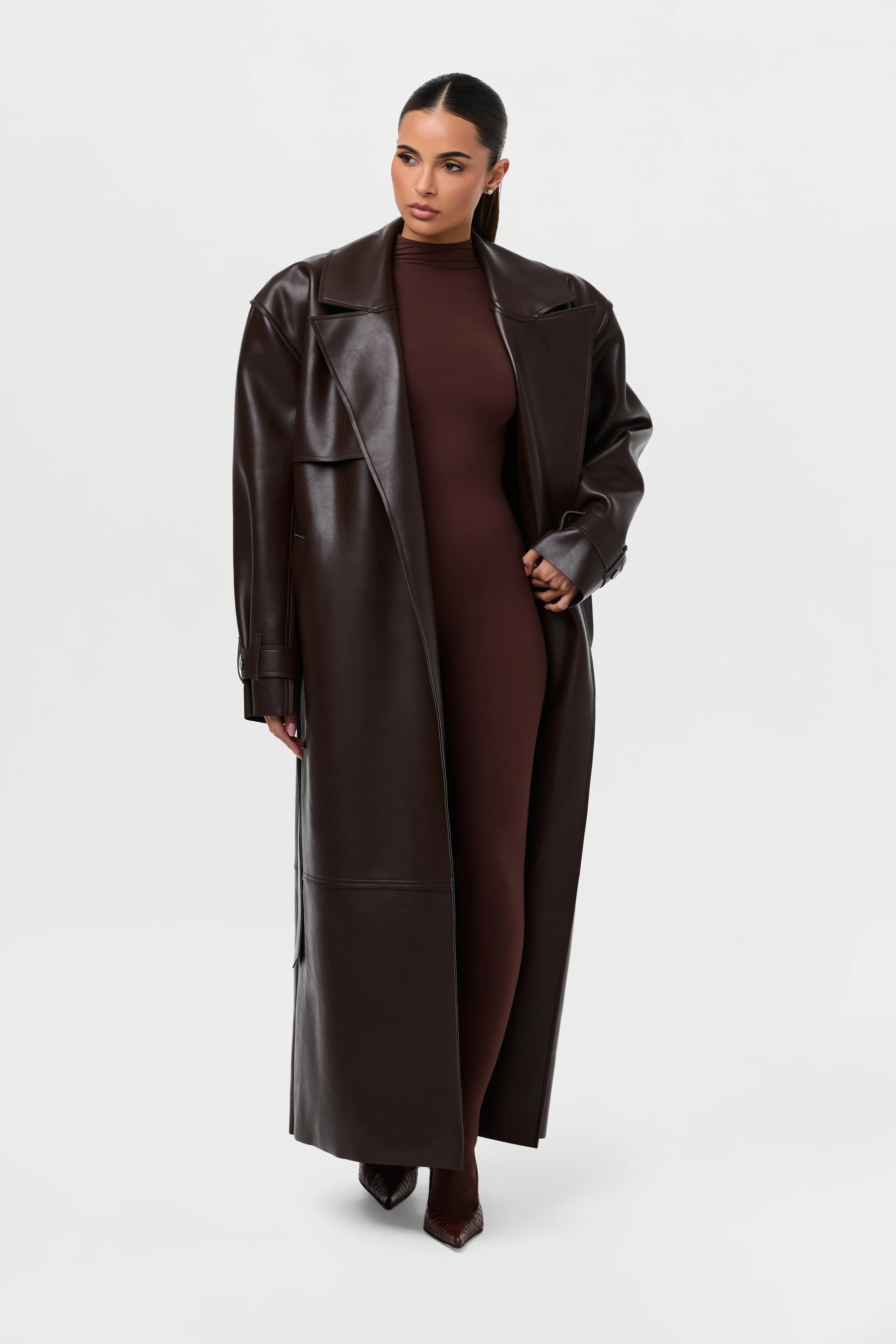 Vegan Leather Trench Coat - Image 42