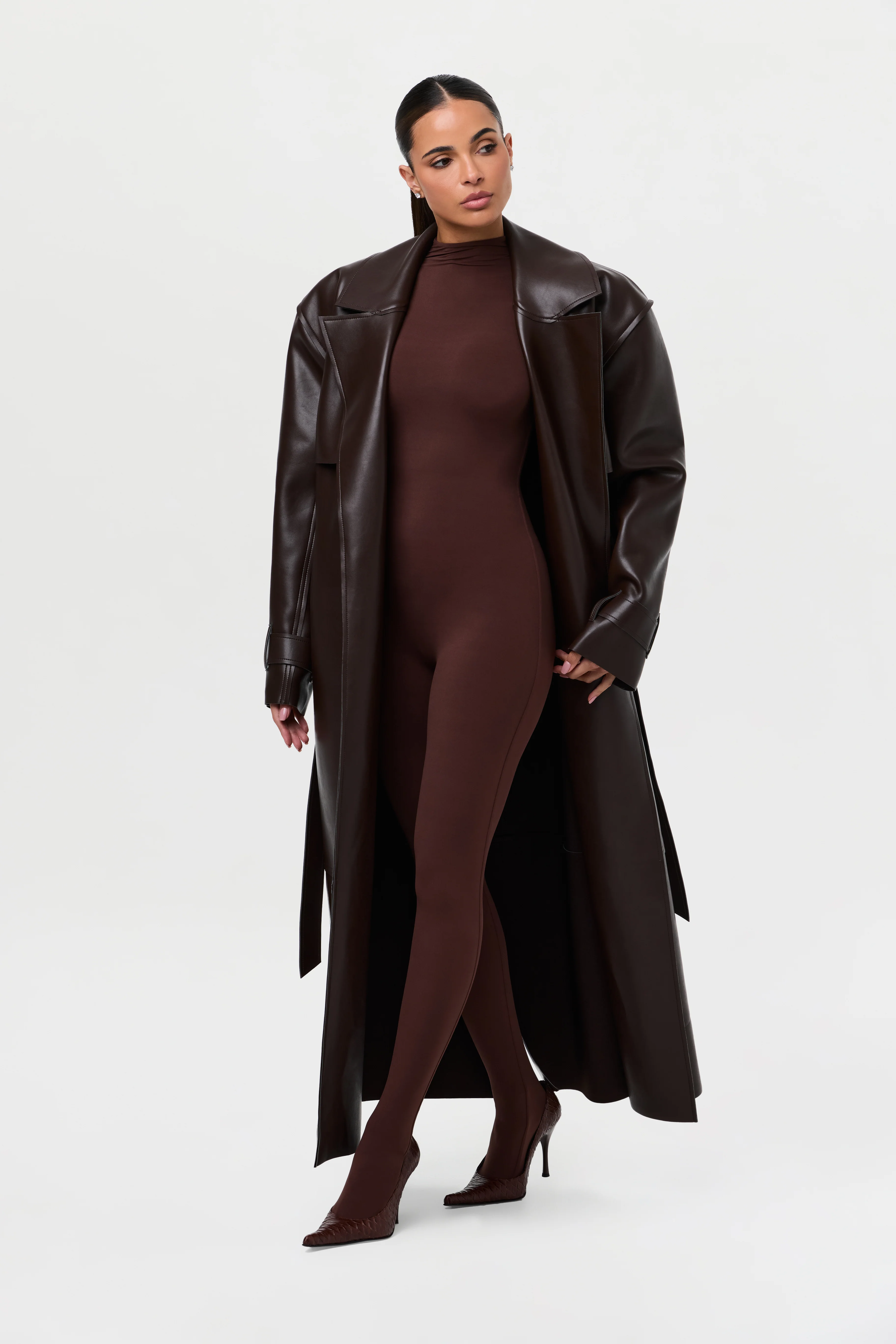 Vegan Leather Trench Coat - Image 43