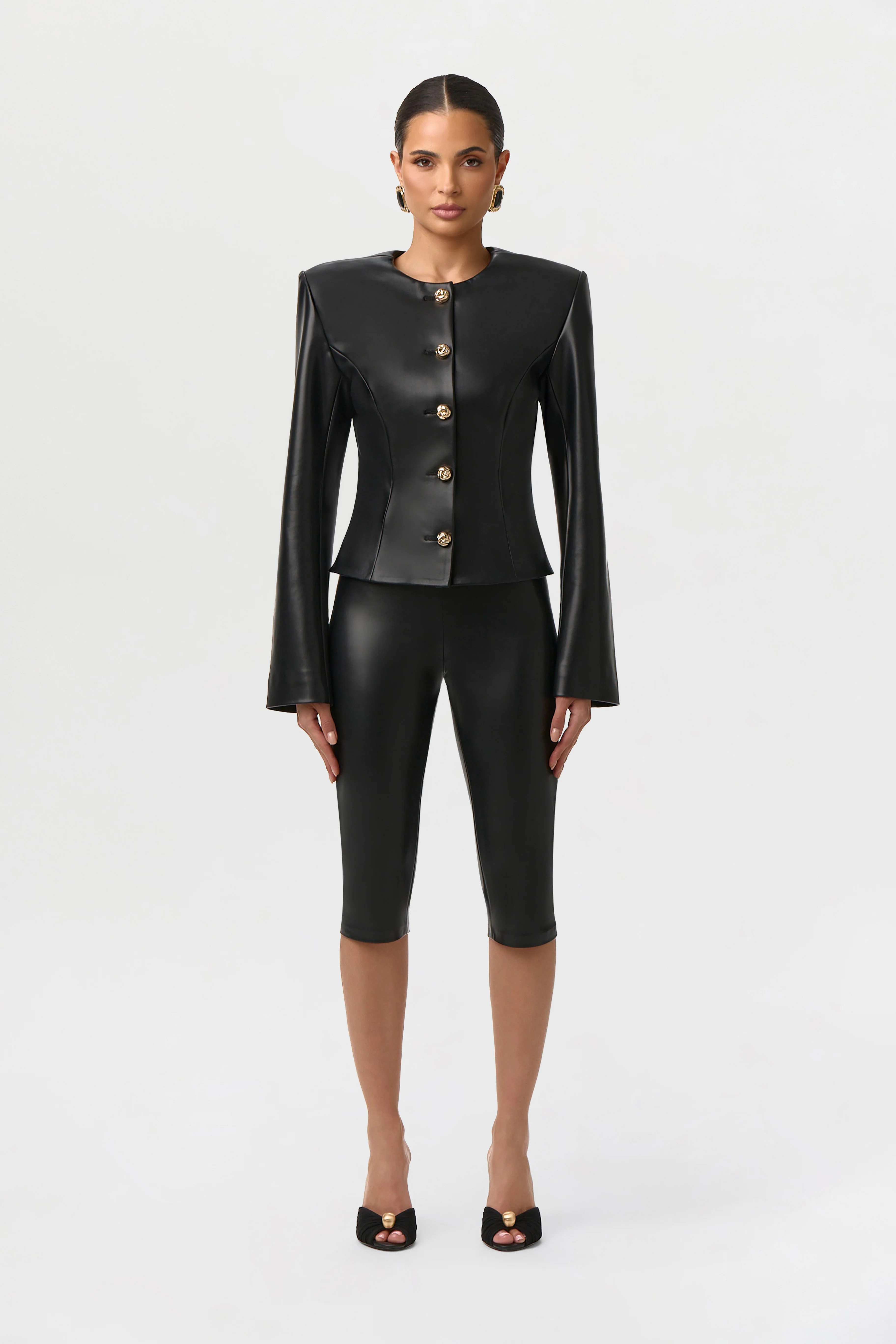Vegan Leather Capri Leggings - Image 3