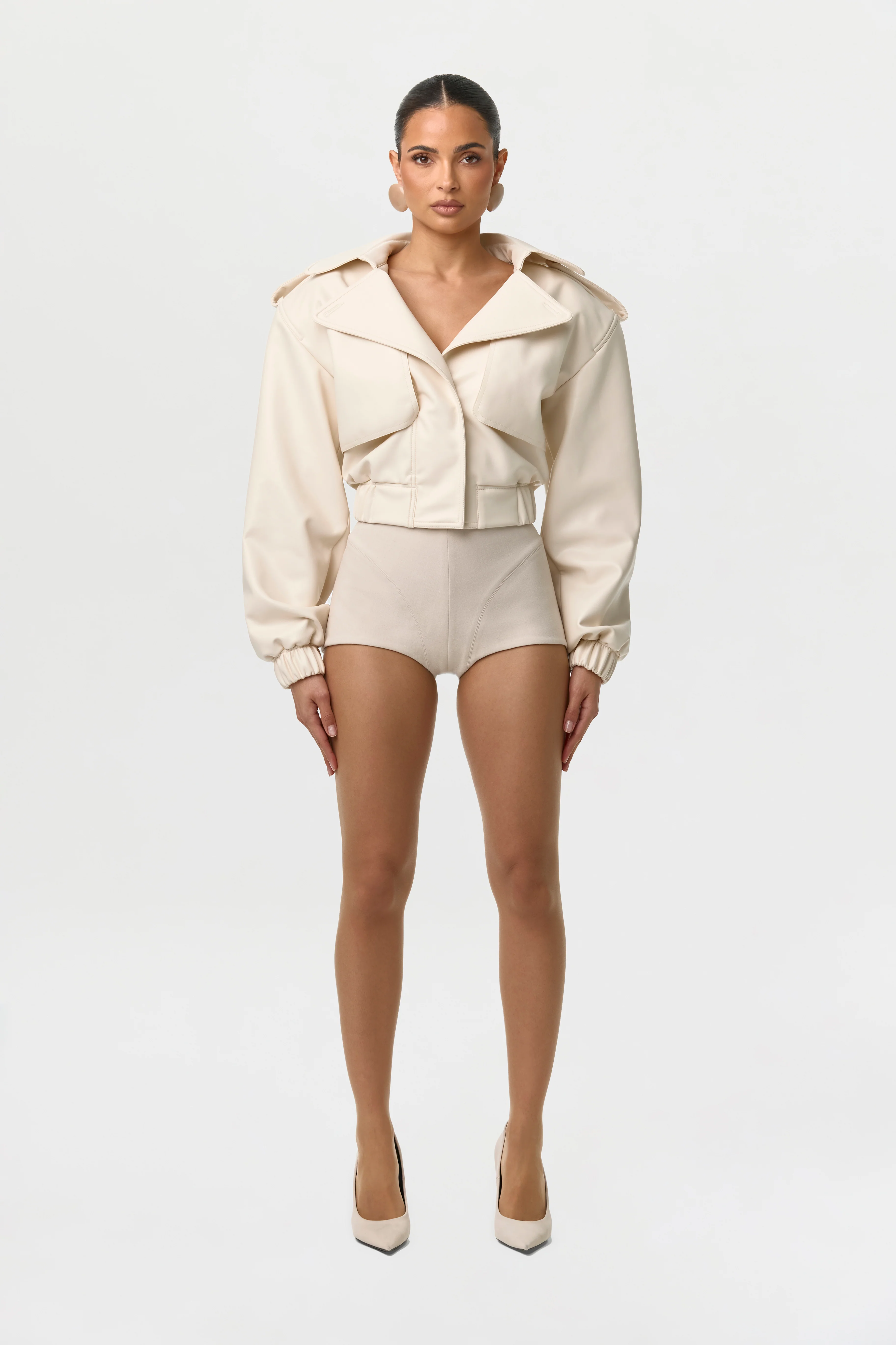 Vegan Leather Cropped Jacket - Image 10
