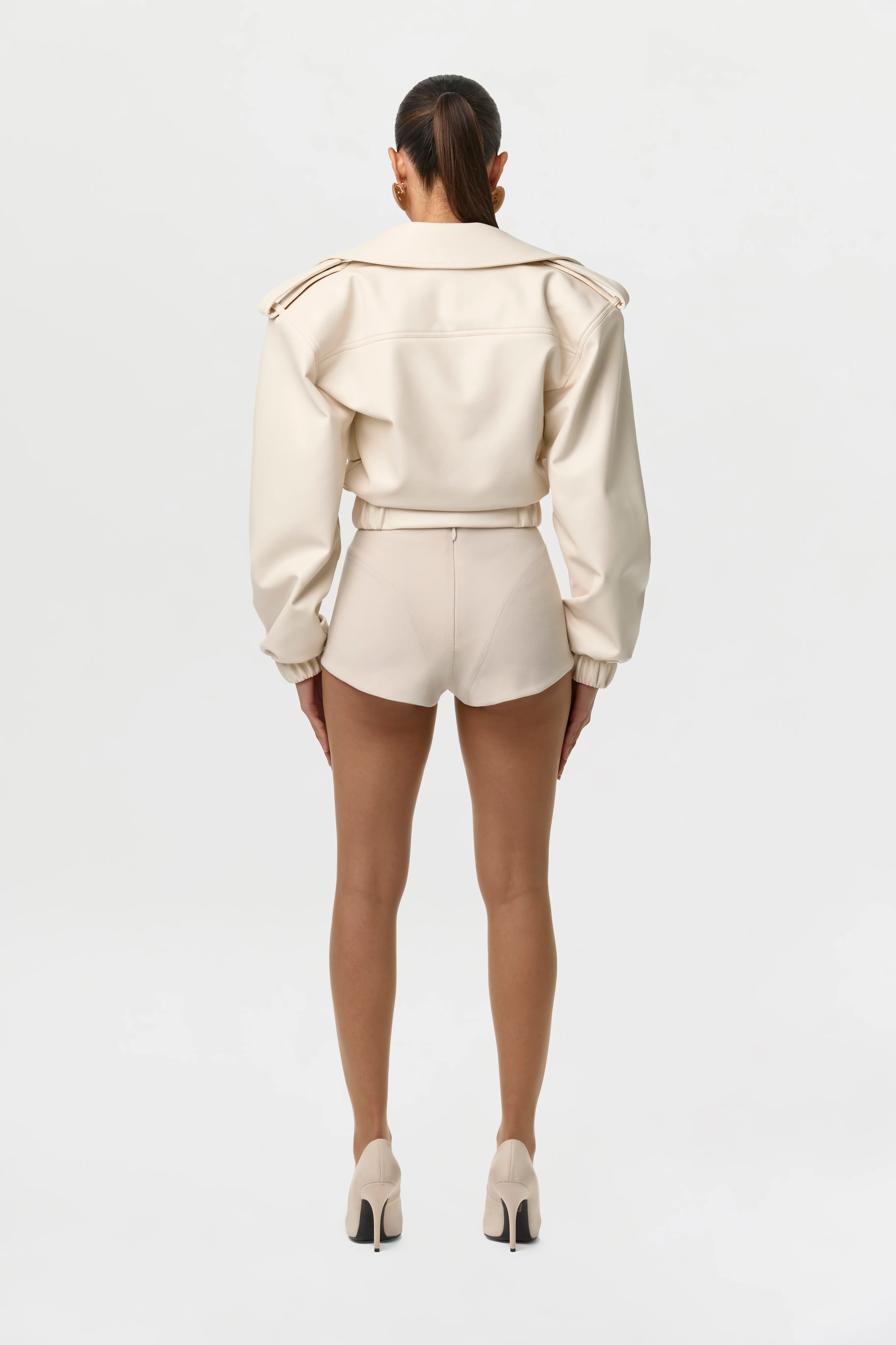 Vegan Leather Cropped Jacket - Image 14