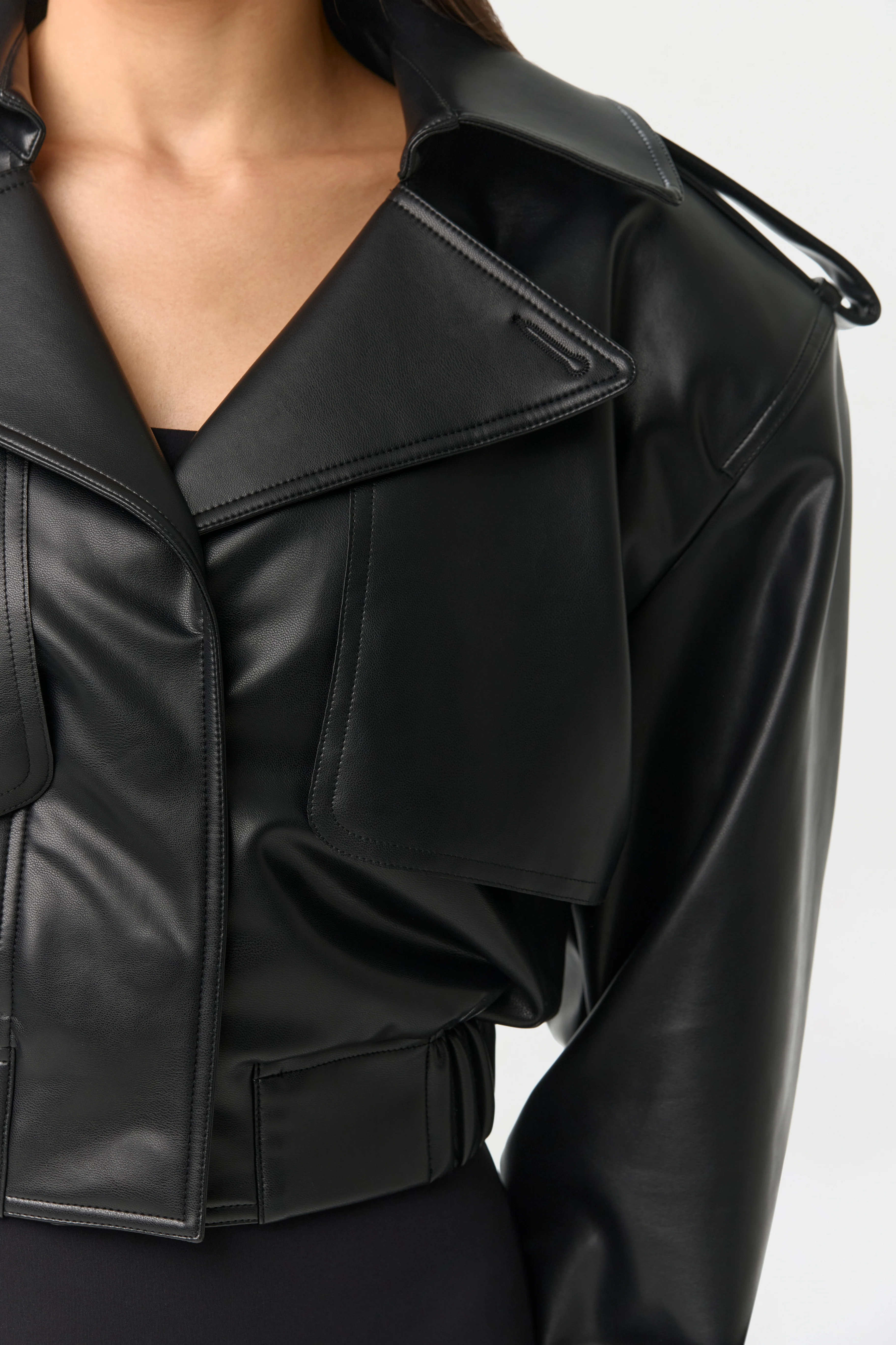 Vegan Leather Cropped Jacket - Image 3
