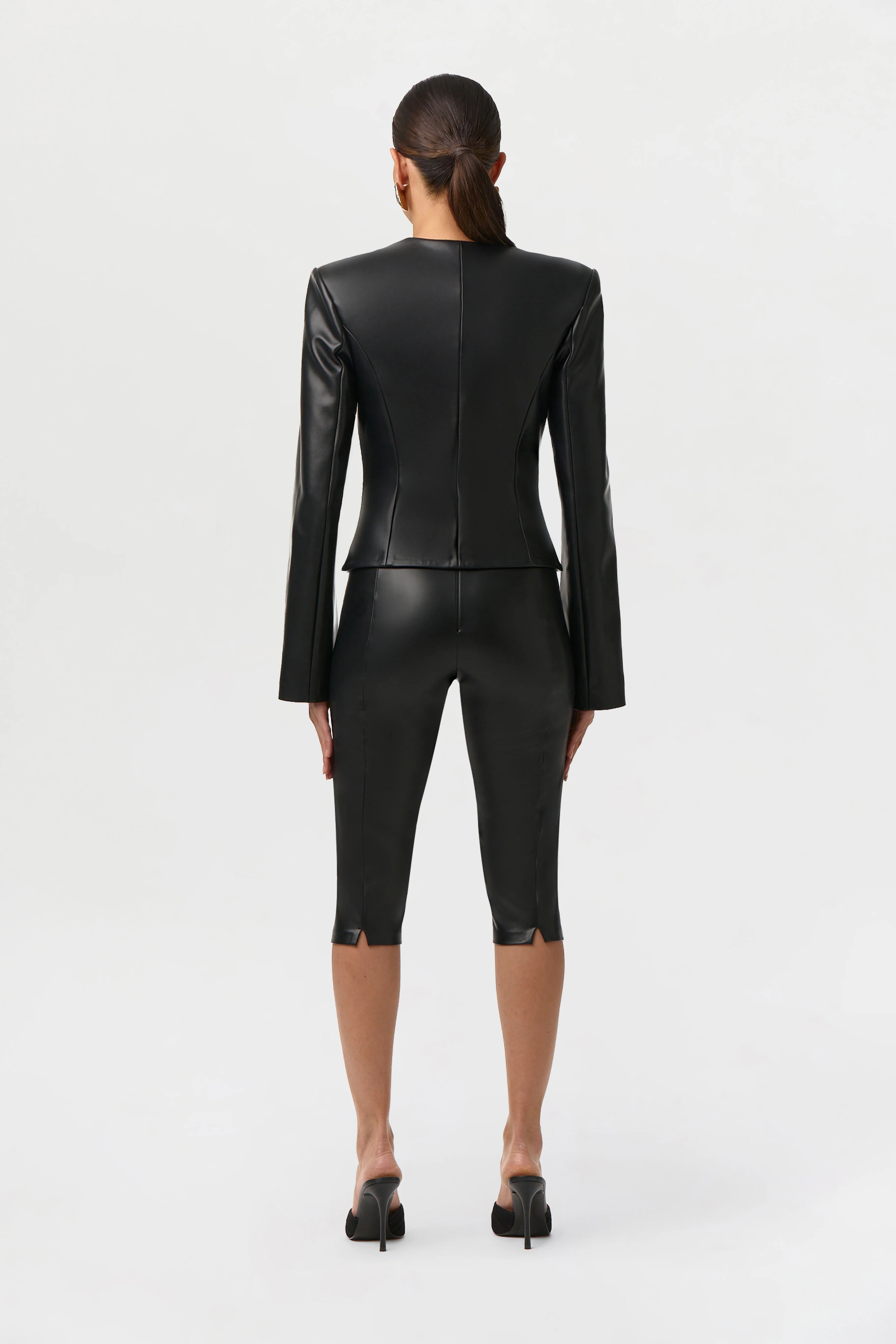 Vegan Leather Button Up Jacket - Image 5
